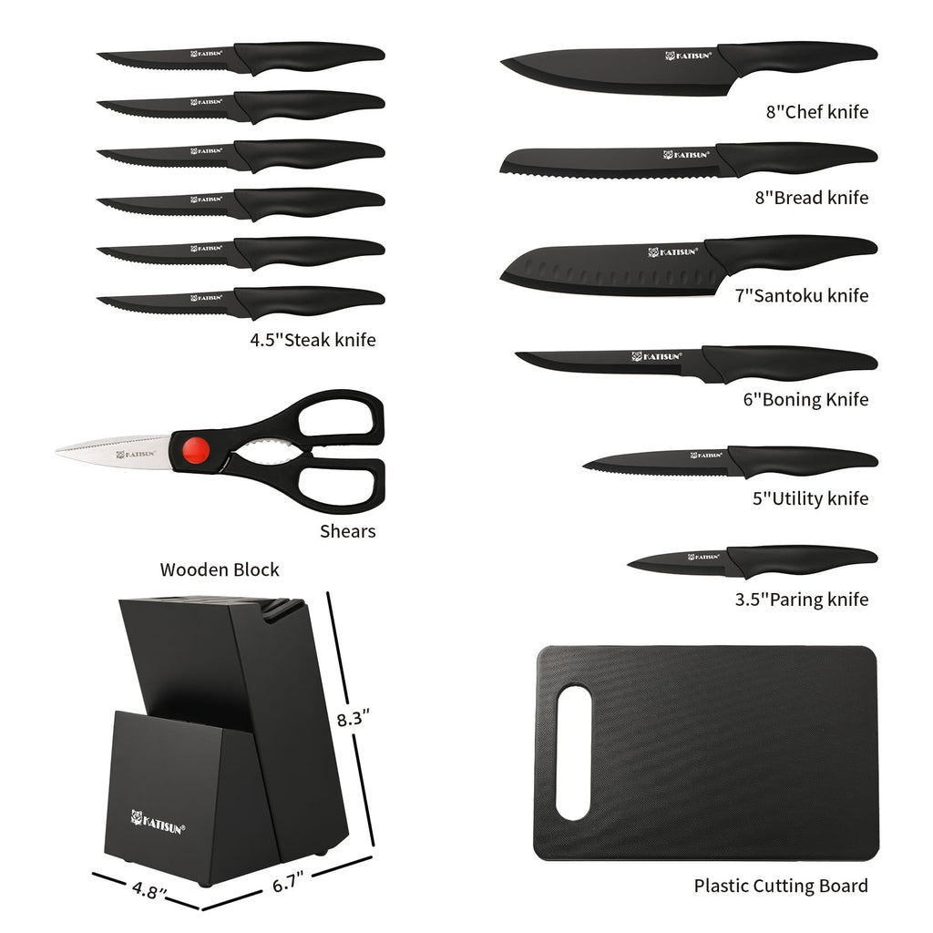 German Stainless 16 Pieces Steel Kitchen Knife Set With Cutting Board and Sharpener