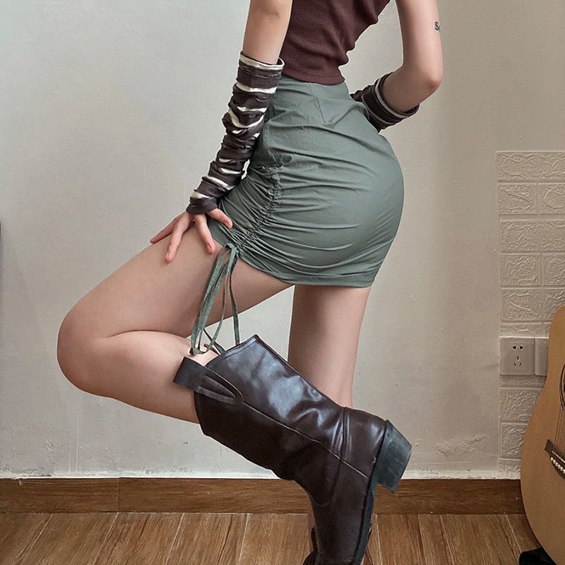 Women's Fanny Pack Hip Drawstring Skirt