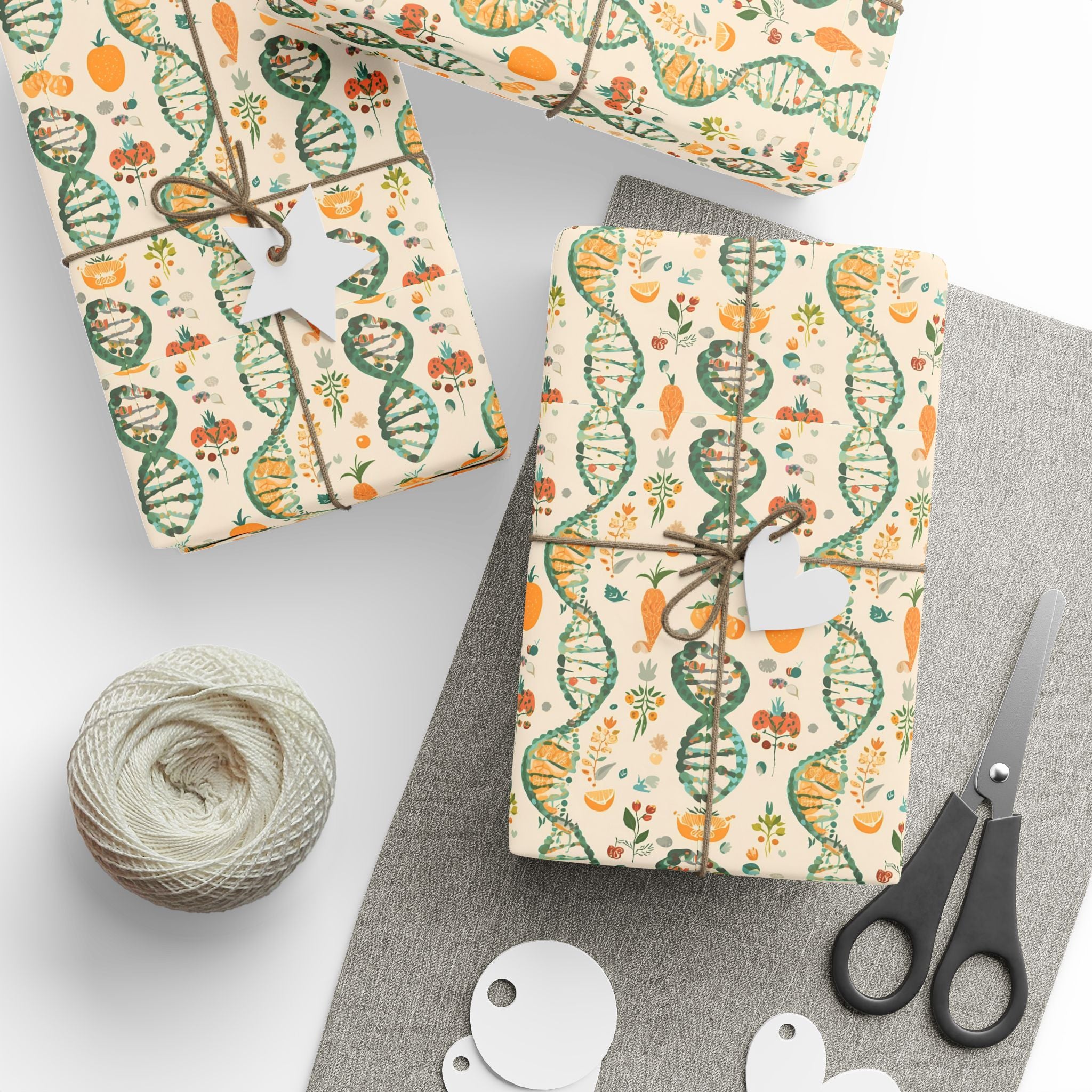 Botanical DNA Pattern Wrapping Paper — Floral Science Gift Wrap