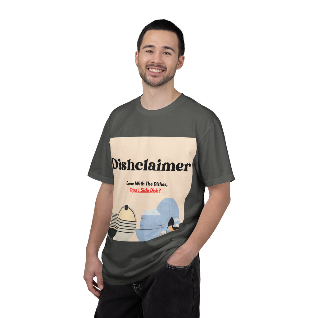 Dishclaimer graphic T-shirt | retro kitchen dishes illustration