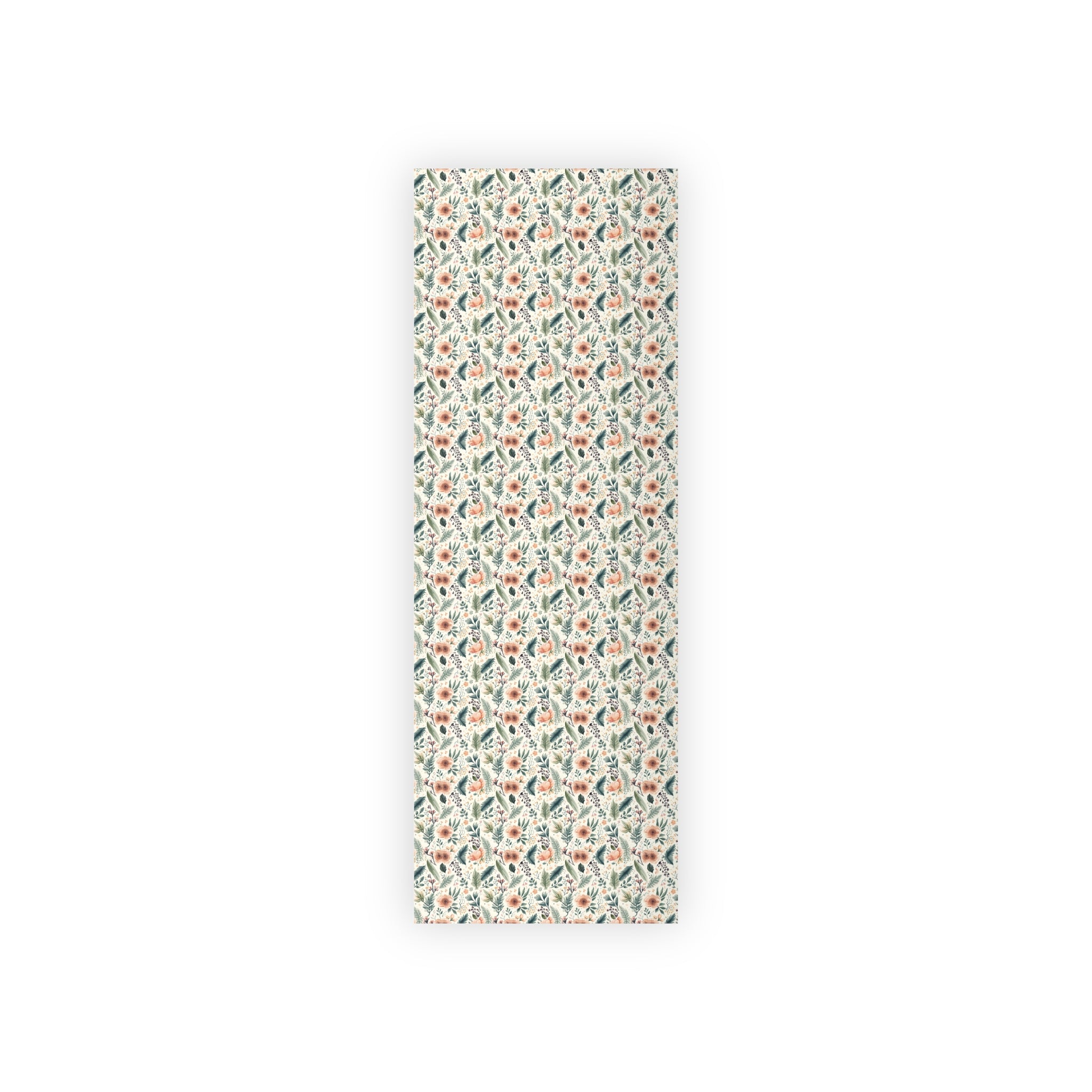 Floral Watercolor Gift Wrap Roll — Peach & Green Vintage Flower Wrapping Paper