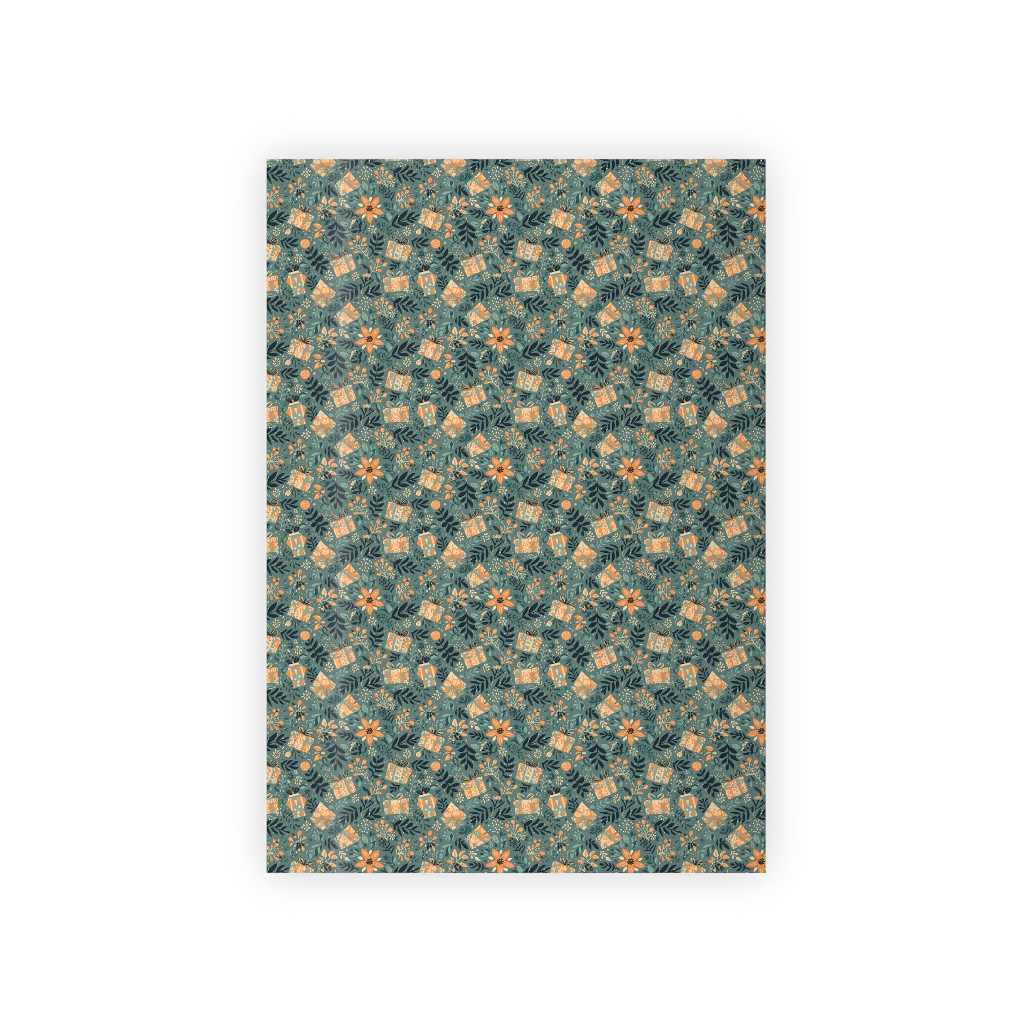 Floral Mosaic Gift Wrap Roll — Green Vintage Daisy Wrapping Paper