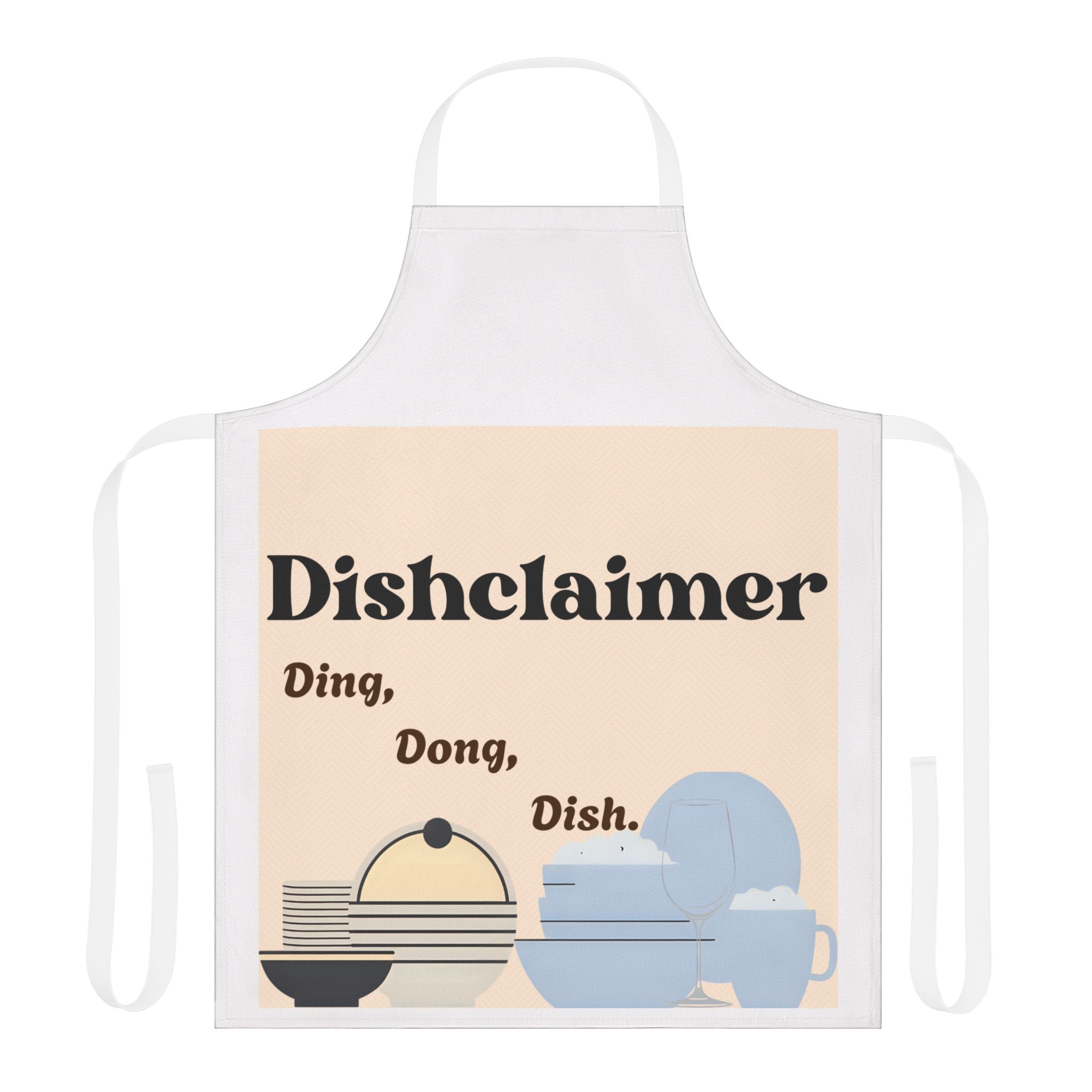 Dishclaimer Ding Dong Dish apron | kitchen dishes illustration