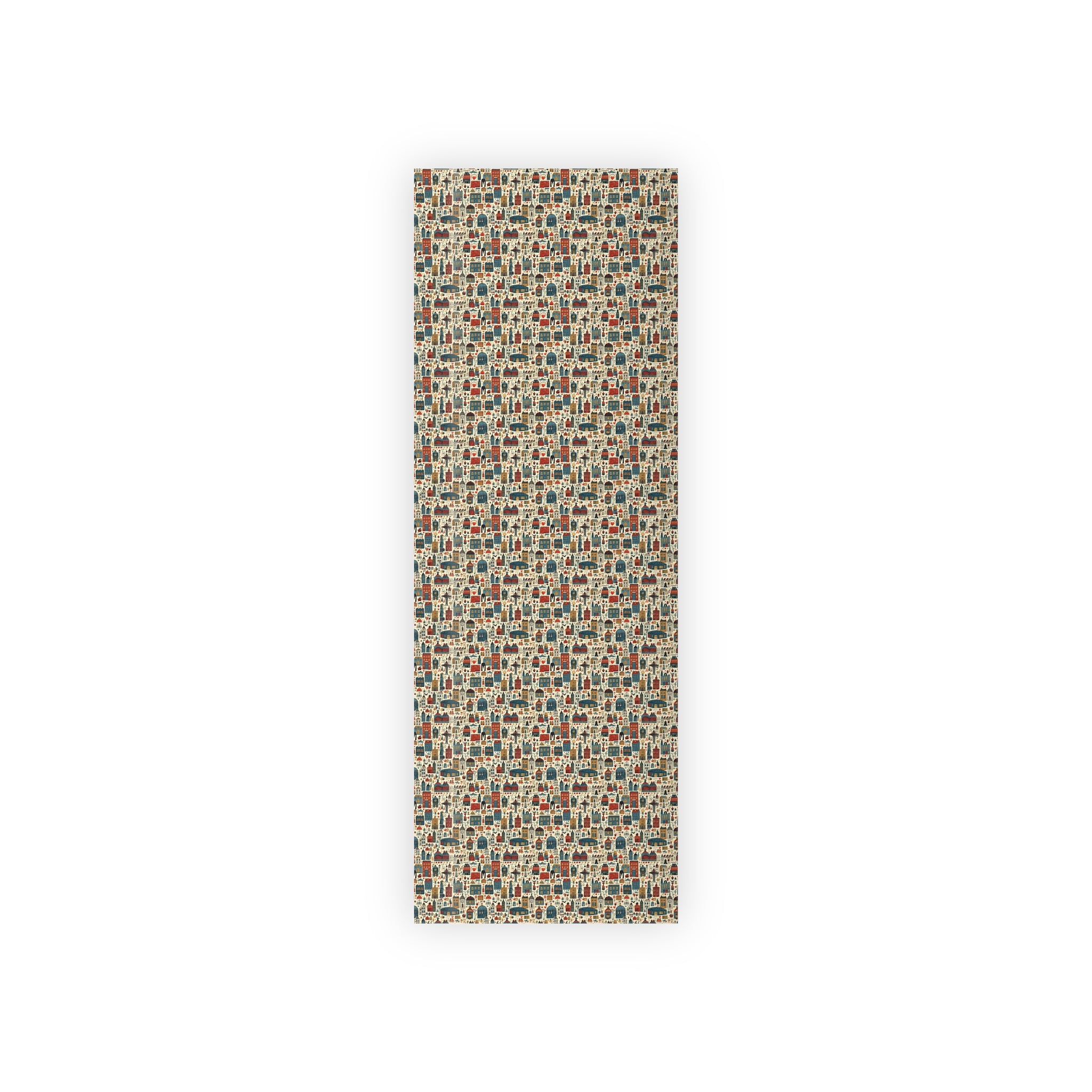 Christmas Village Gift Wrap Roll — Retro Holiday Houses Wrapping Paper