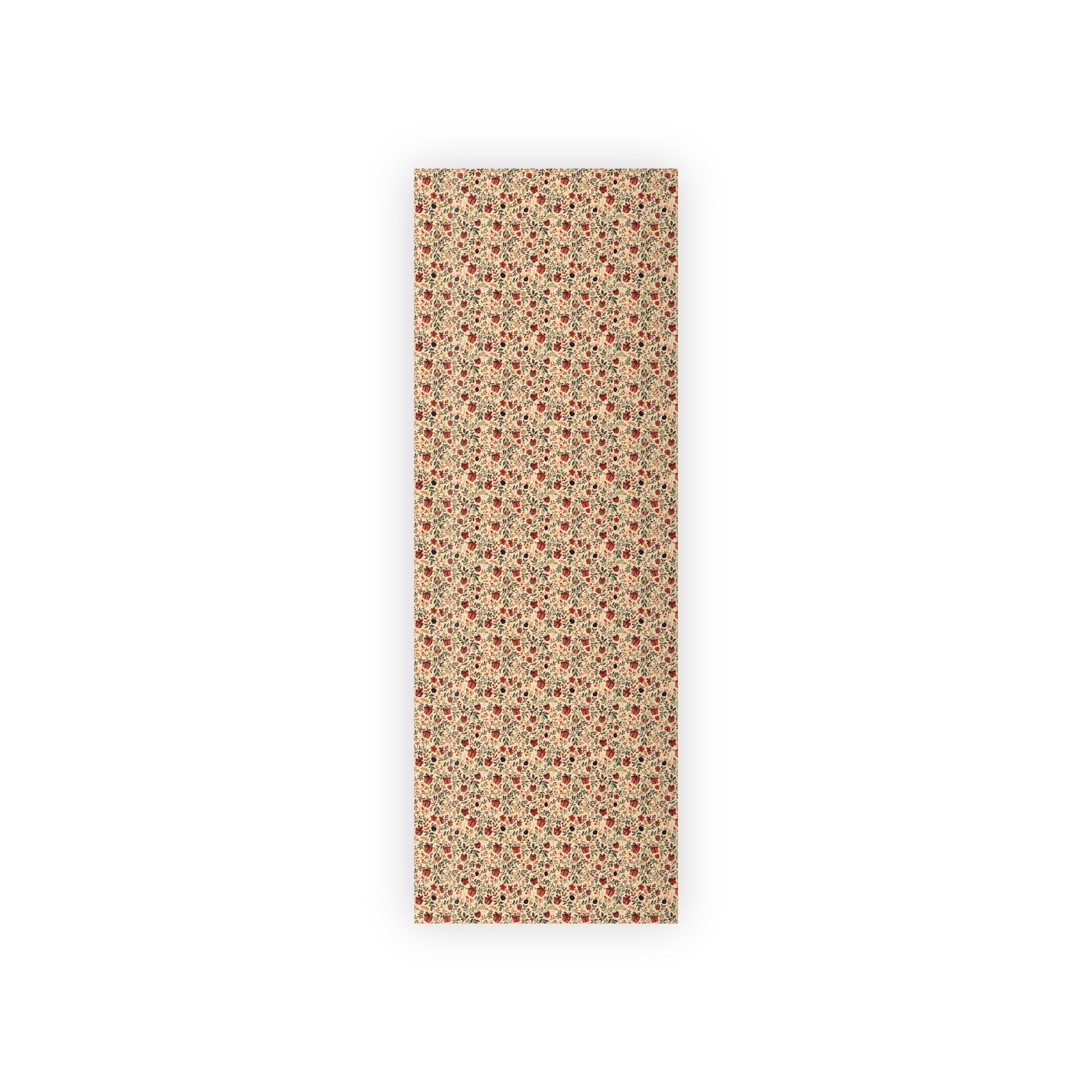 Floral Vintage Gift Wrap Roll — Red Rose & Green Leaf Pattern