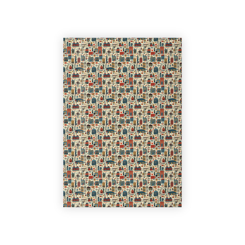 Christmas Village Gift Wrap Roll — Retro Holiday Houses Wrapping Paper