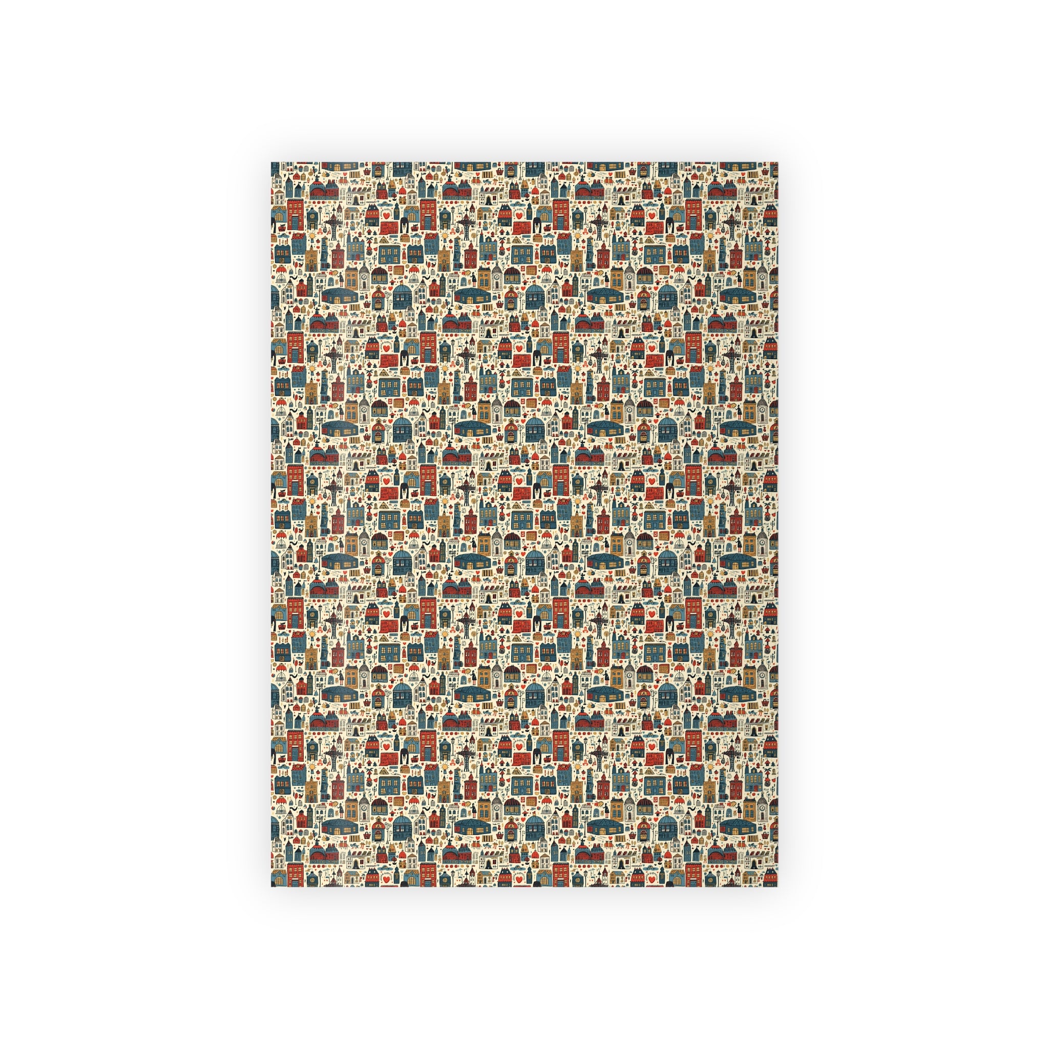 Christmas Village Gift Wrap Roll — Retro Holiday Houses Wrapping Paper