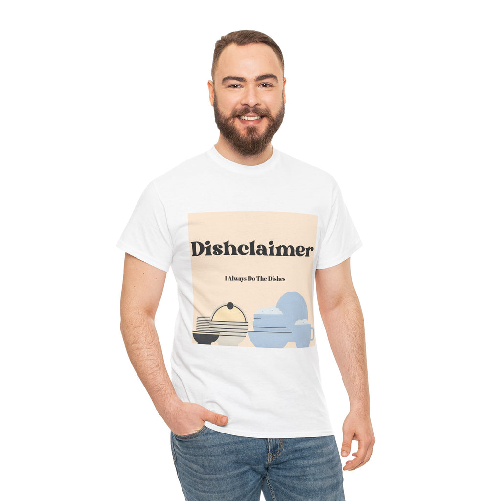 Dishclaimer plate stack graphic Tee | Dishwashing humor kitchen design