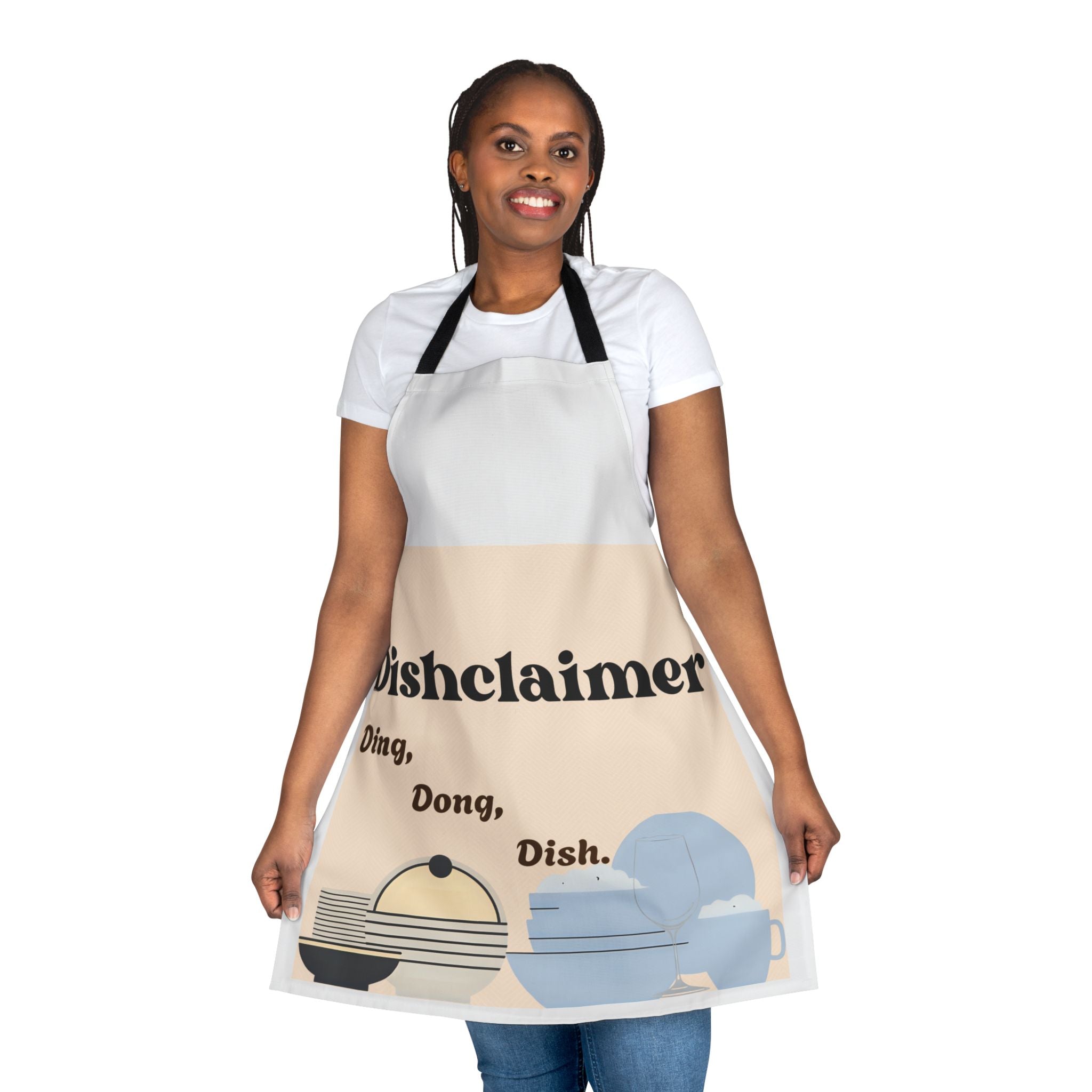Dishclaimer Ding Dong Dish apron | kitchen dishes illustration