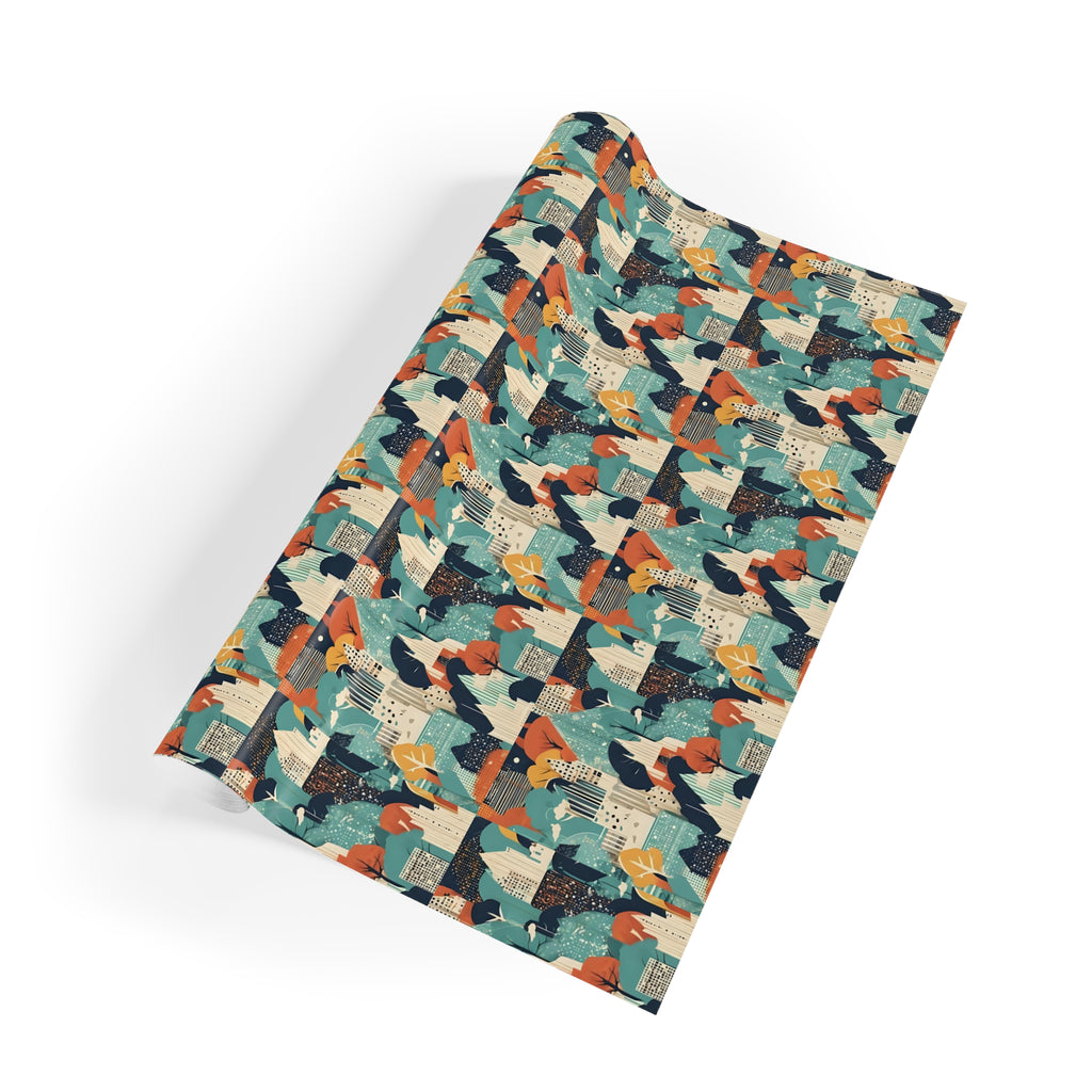 Abstract Forest Gift Wrap Roll — Midcentury Geometric Wrapping Paper