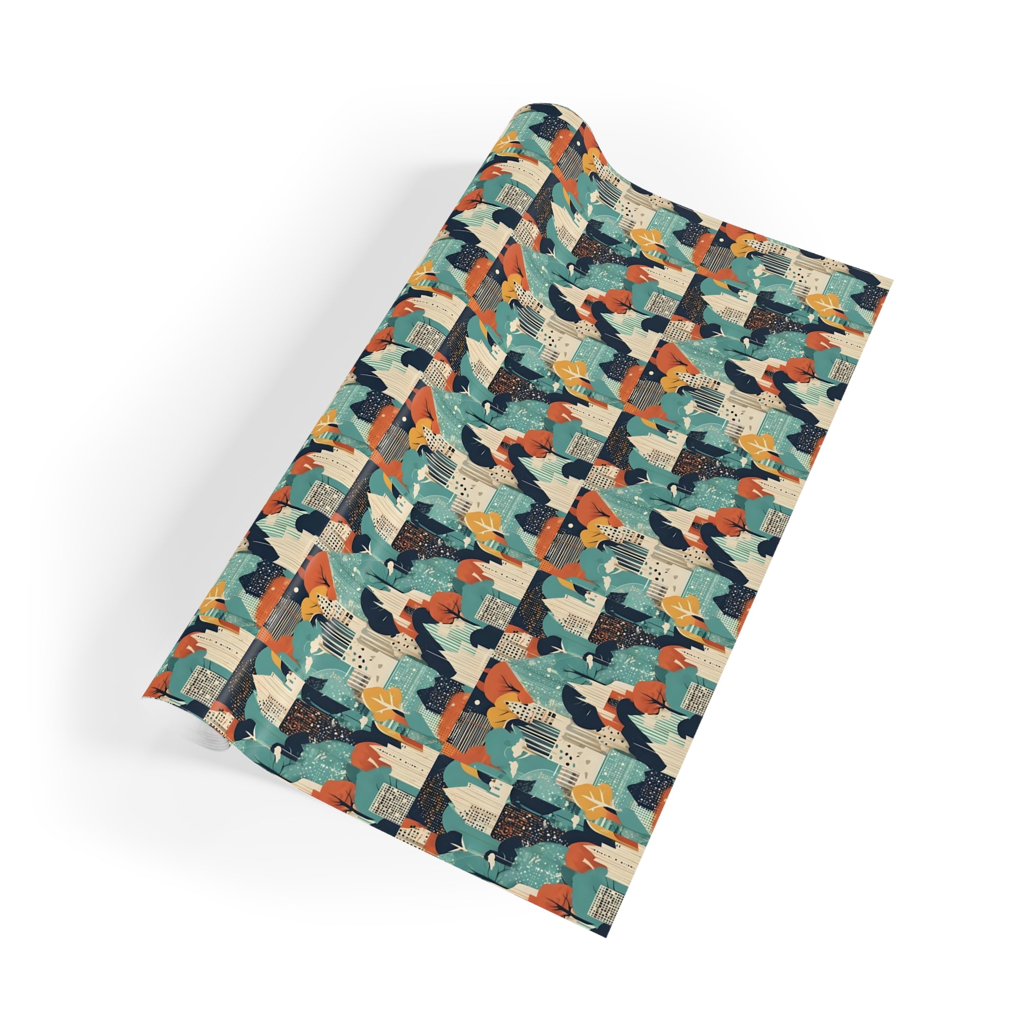 Abstract Forest Gift Wrap Roll — Midcentury Geometric Wrapping Paper