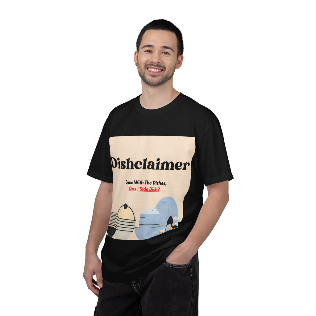 Dishclaimer graphic T-shirt | retro kitchen dishes illustration