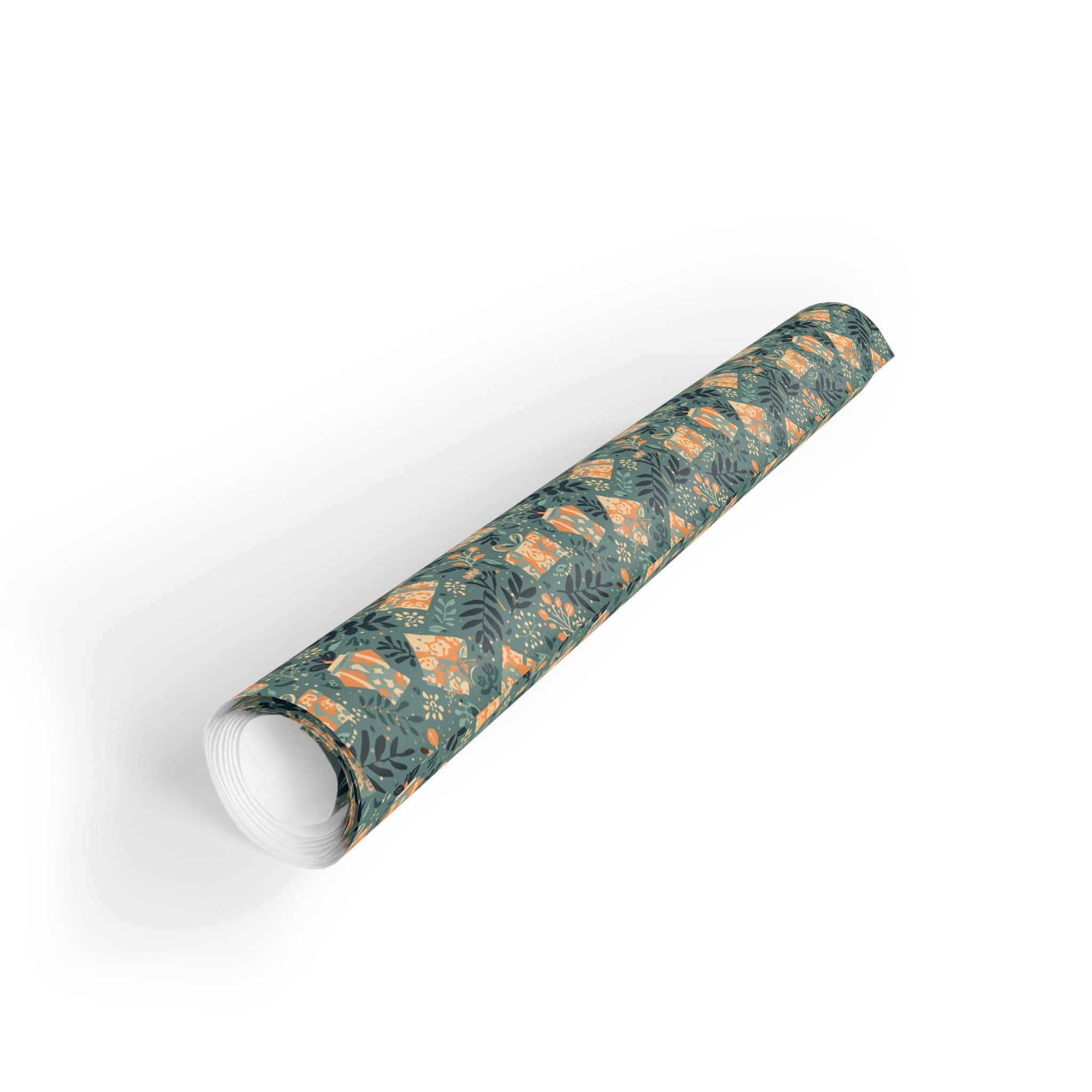 Floral Mosaic Gift Wrap Roll — Green Vintage Daisy Wrapping Paper