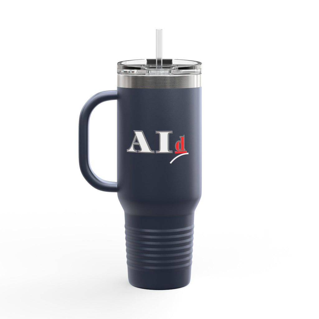 AI-Themed 40oz Insulated Travel Mug with Handle & Straw