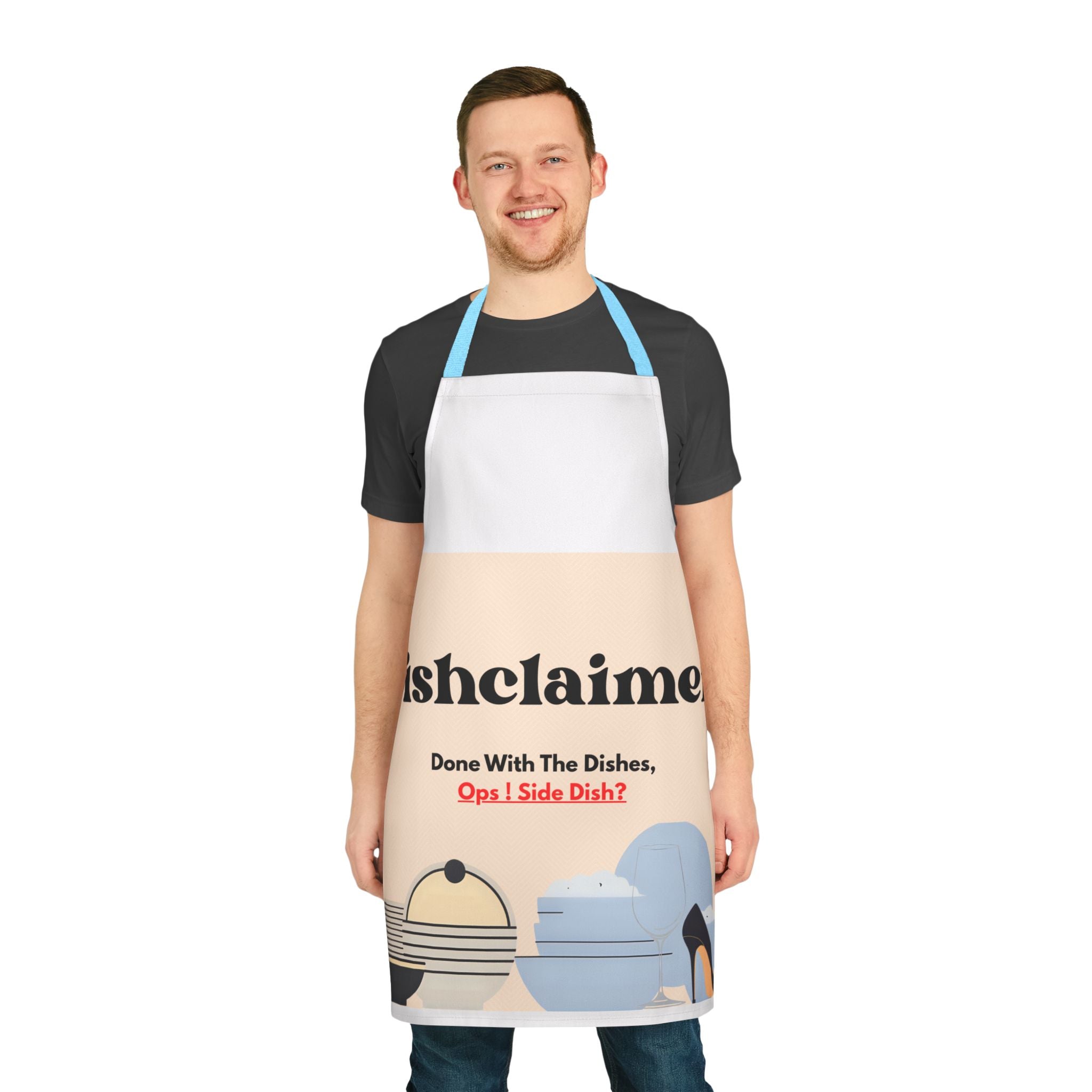 Dishclaimer apron | Funny kitchen dishes design, high heels and plates