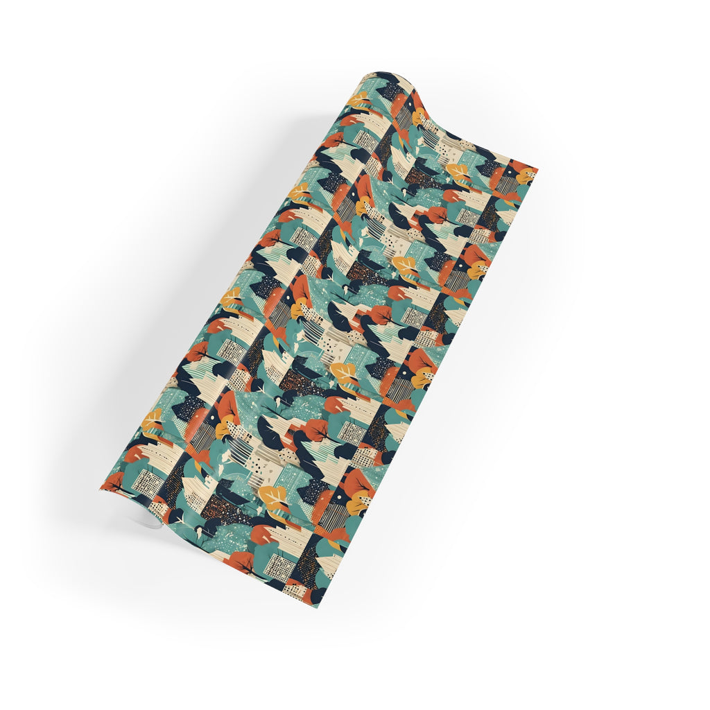 Abstract Forest Gift Wrap Roll — Midcentury Geometric Wrapping Paper