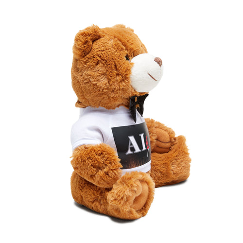 AI-Themed Brown Teddy Bear with Personalized T‑Shirt & Bow Tie — Custom Message Plush Gift for Anniversaries, Baby Showers & Kids