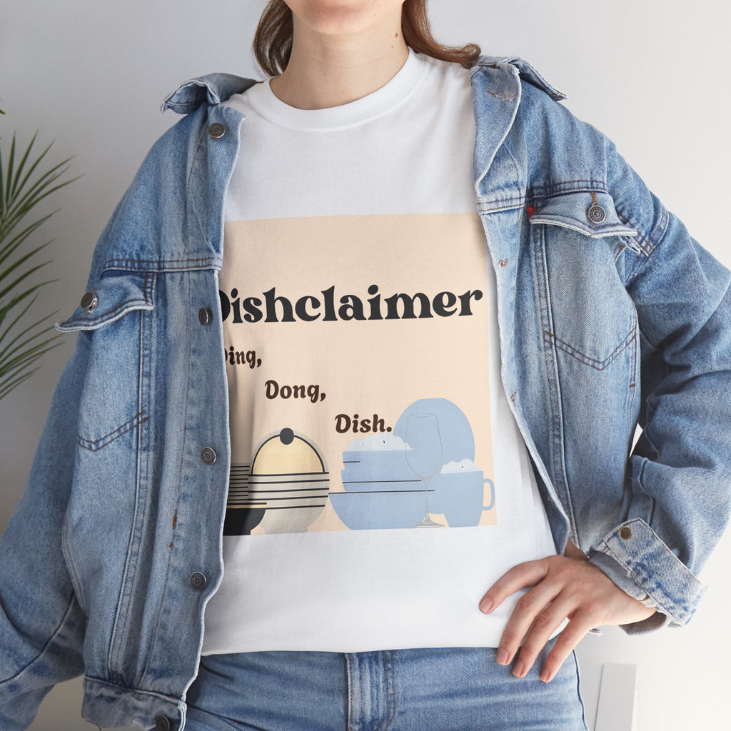 Dischlaimer Ding Dong Dish T-Shirt | Cute Kitchen Cartoon Plate Character