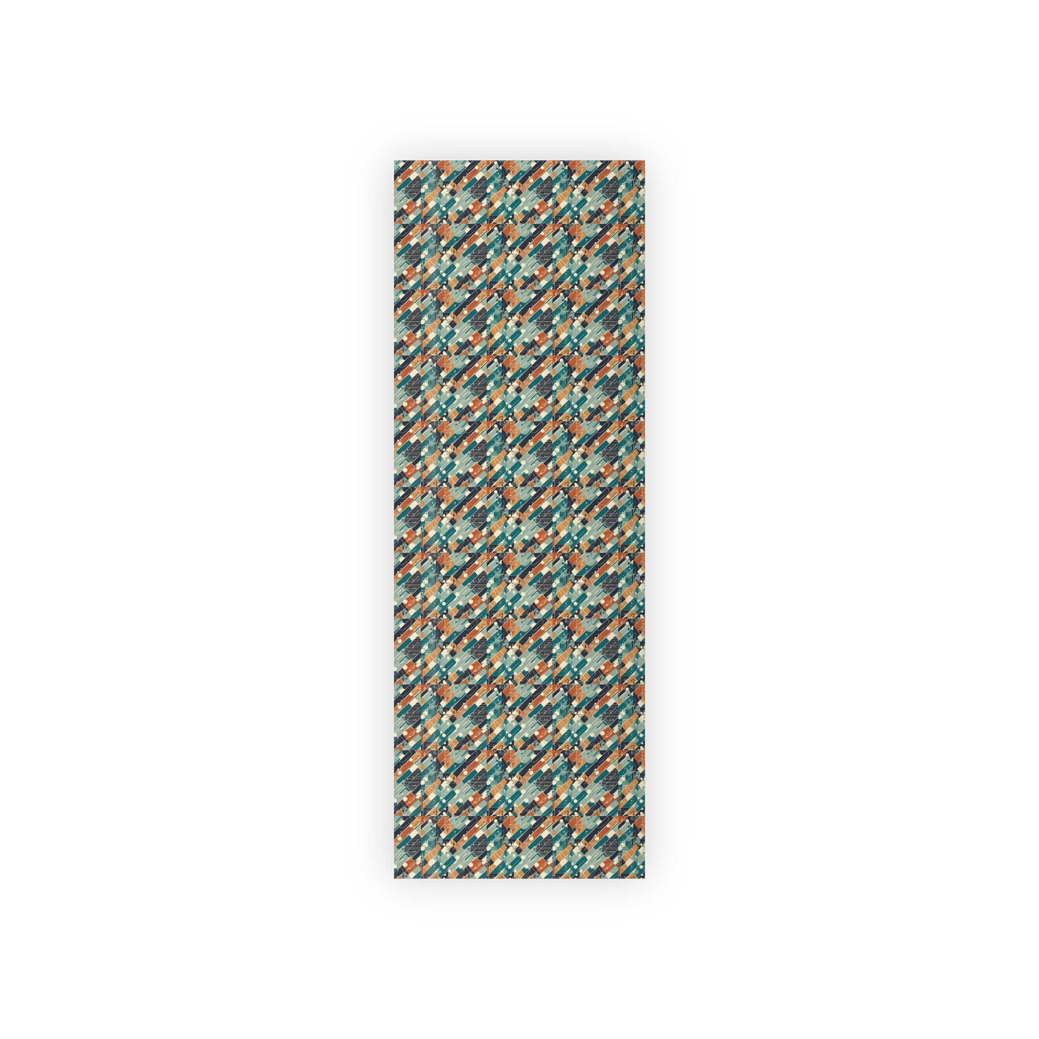 Geometric Retro Plaid Gift Wrap Roll — Vintage Teal & Rust Wrapping Paper