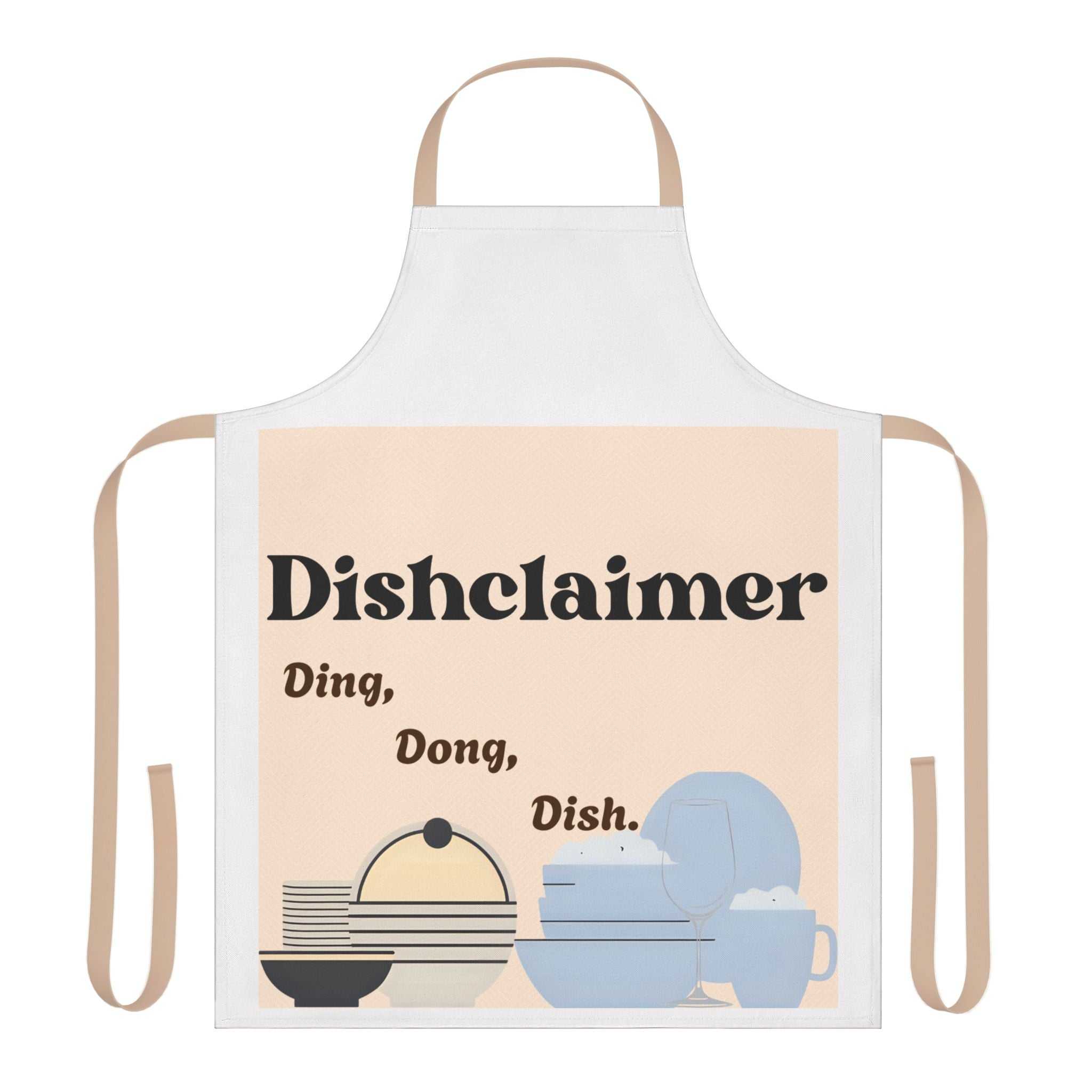 Dishclaimer Ding Dong Dish apron | kitchen dishes illustration