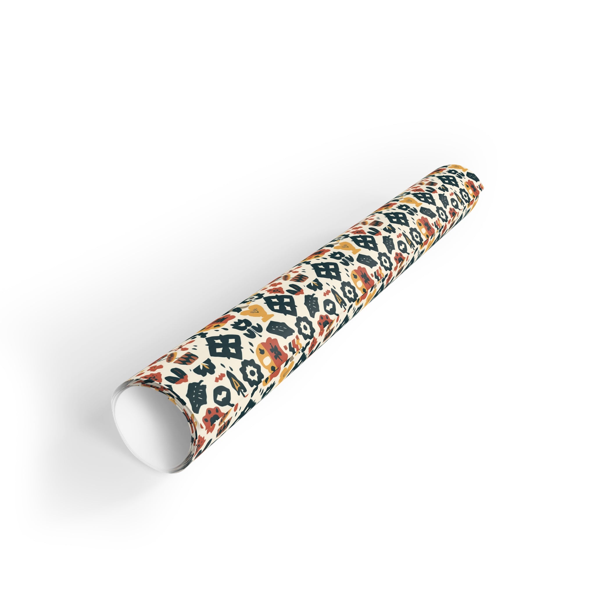 Floral Geometric Gift Wrap Roll — Boho Flower Pattern Wrapping Paper
