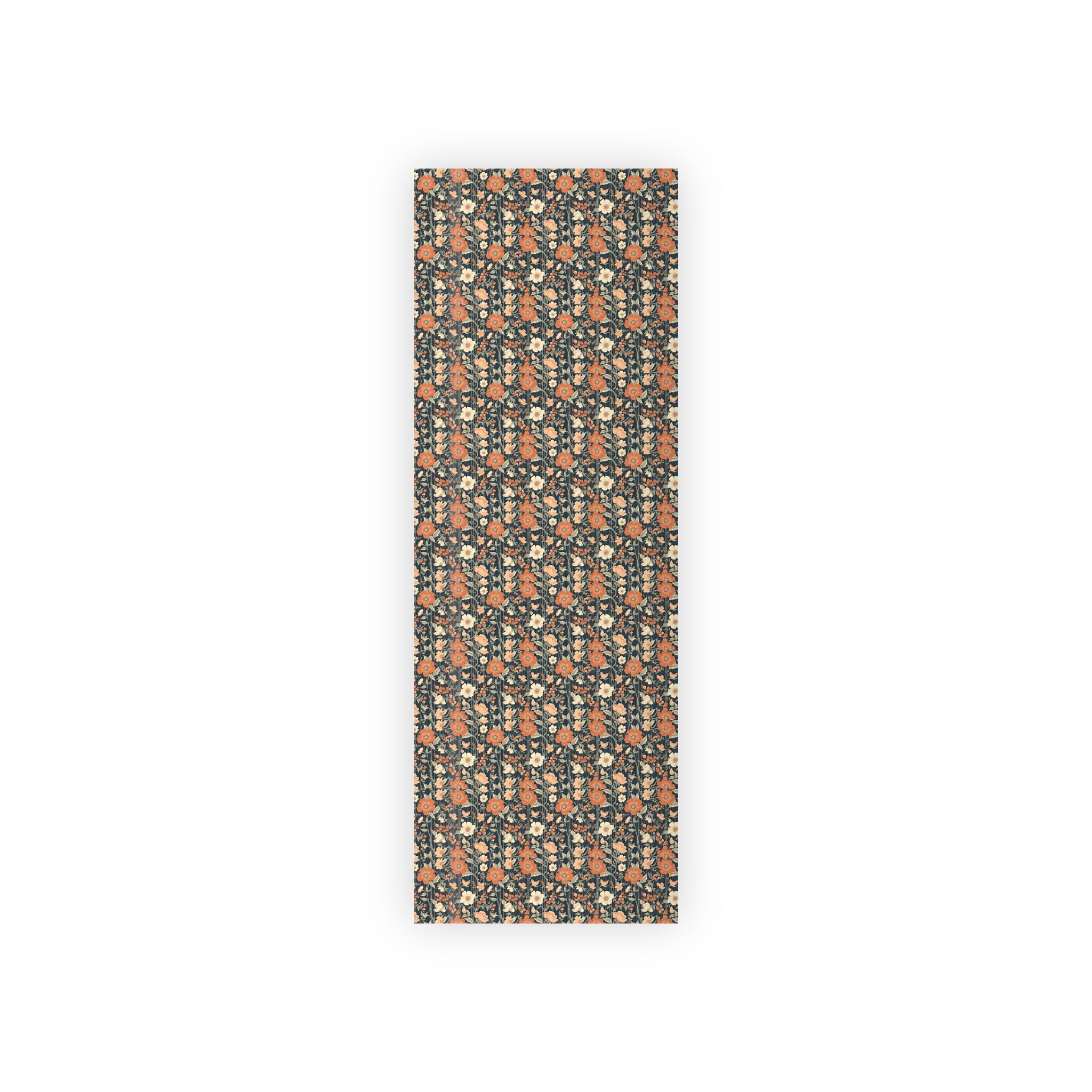 Floral Vintage Gift Wrap Roll — Retro Orange & Navy Flower Pattern