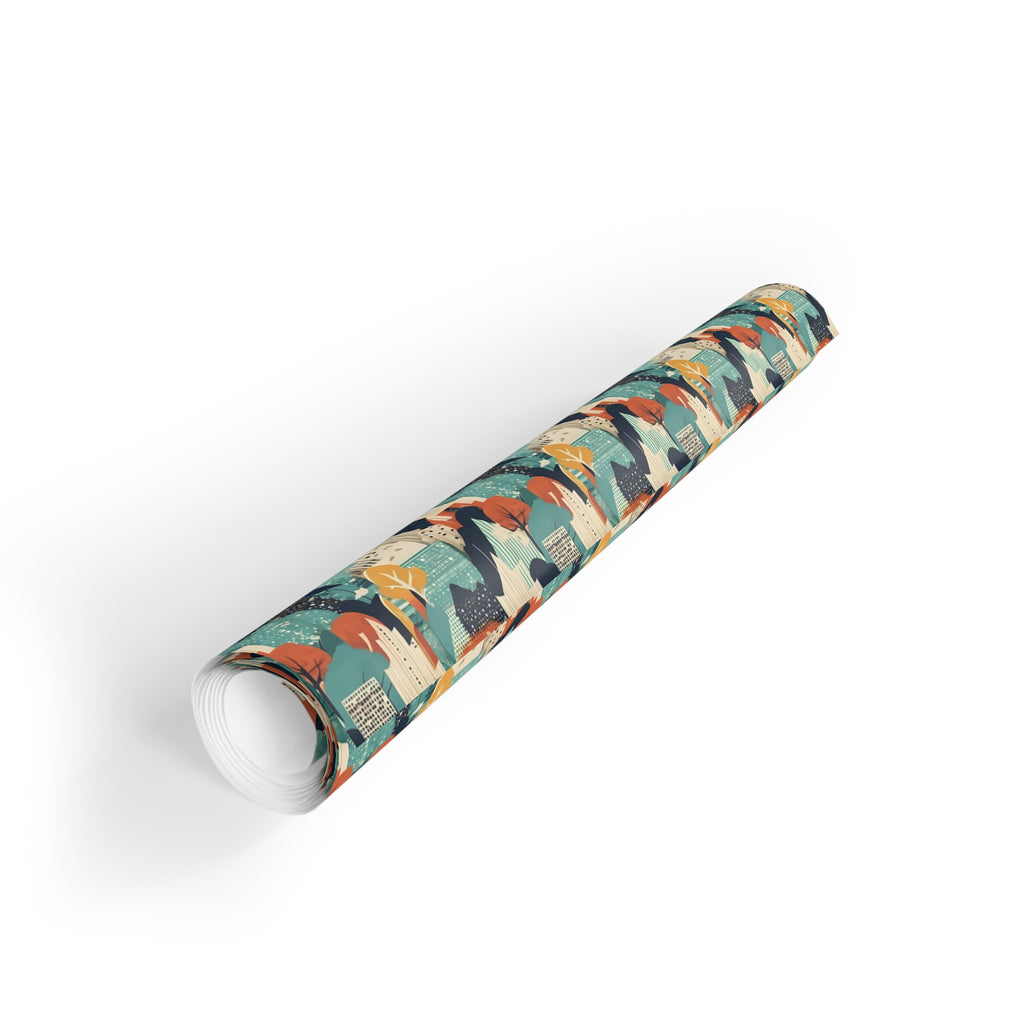 Abstract Forest Gift Wrap Roll — Midcentury Geometric Wrapping Paper