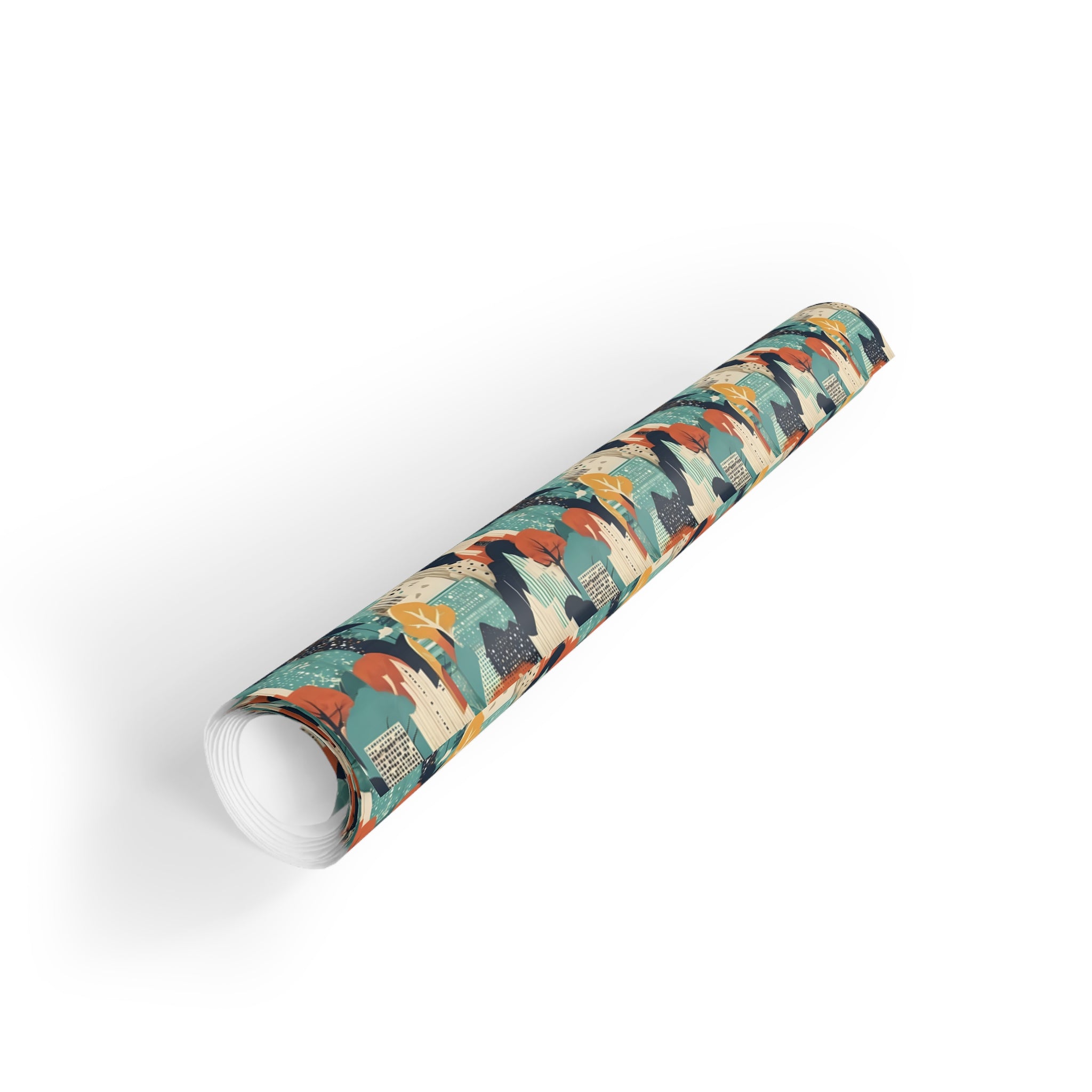 Abstract Forest Gift Wrap Roll — Midcentury Geometric Wrapping Paper