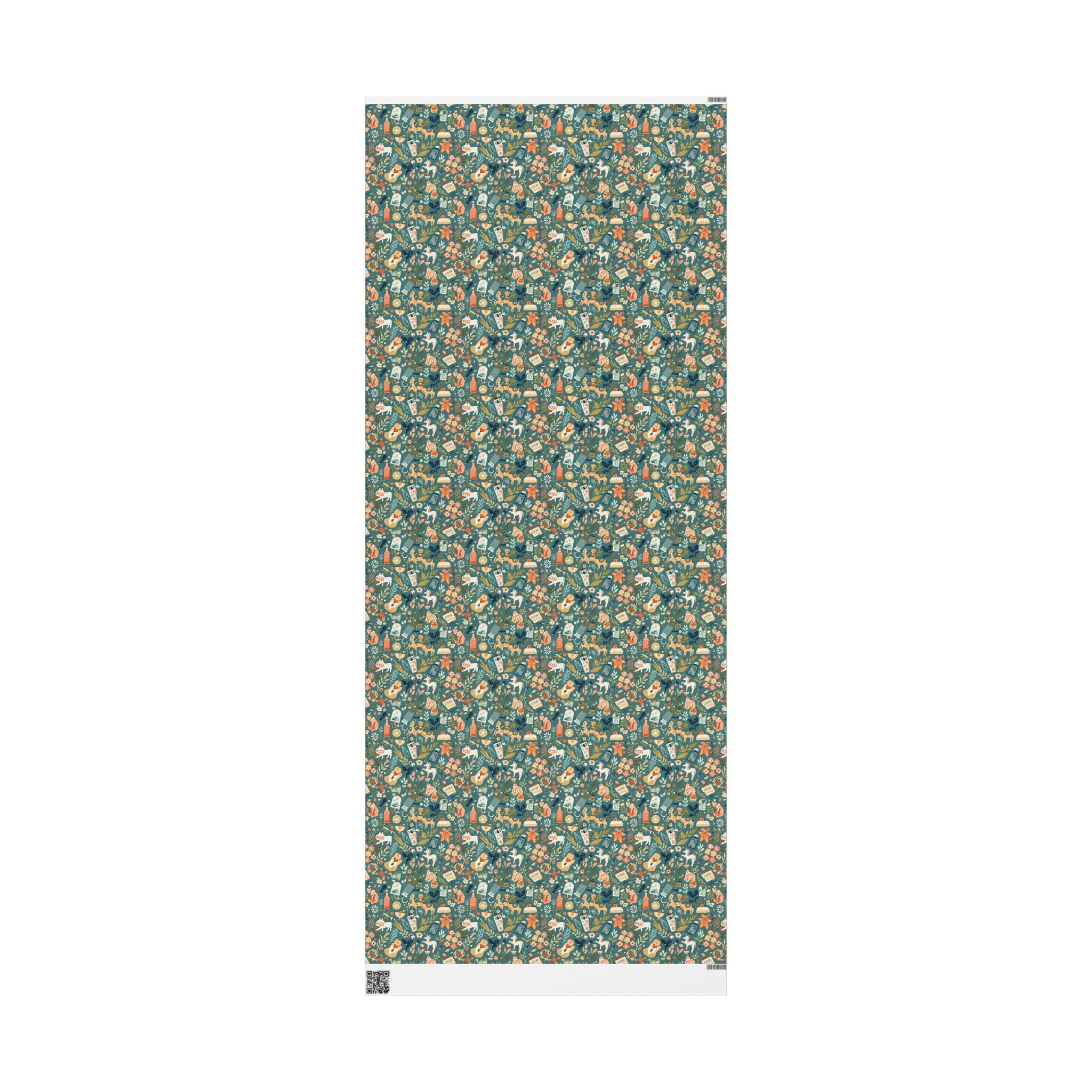 Floral Guitar Wrapping Paper — Retro Music Lover Gift Wrap