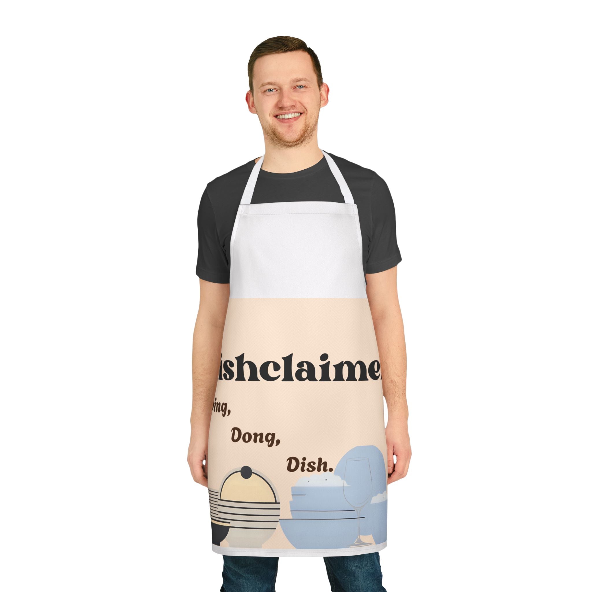 Dishclaimer Ding Dong Dish apron | kitchen dishes illustration