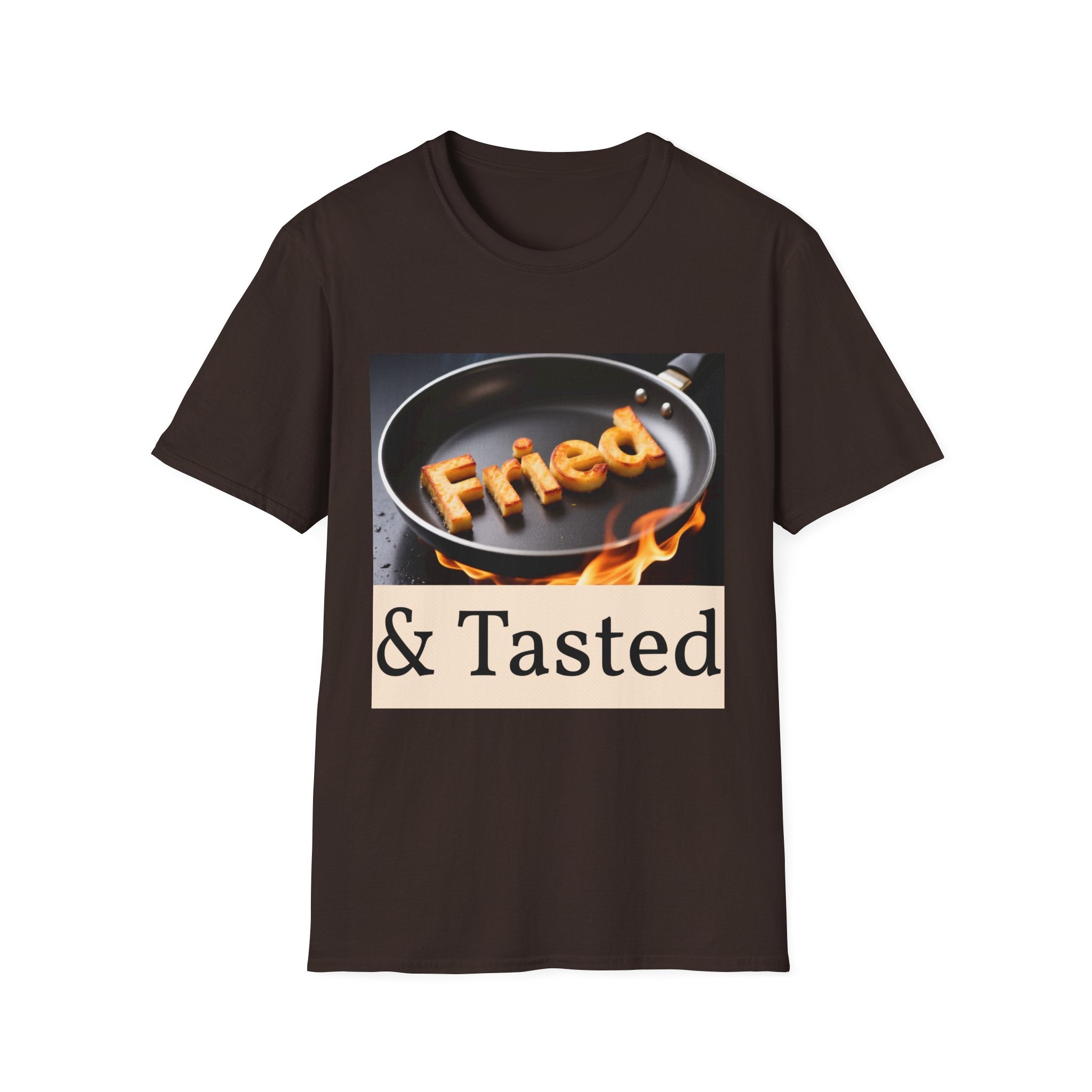 Fried & Tasted T-Shirt | Flaming Frying Pan Typography Design