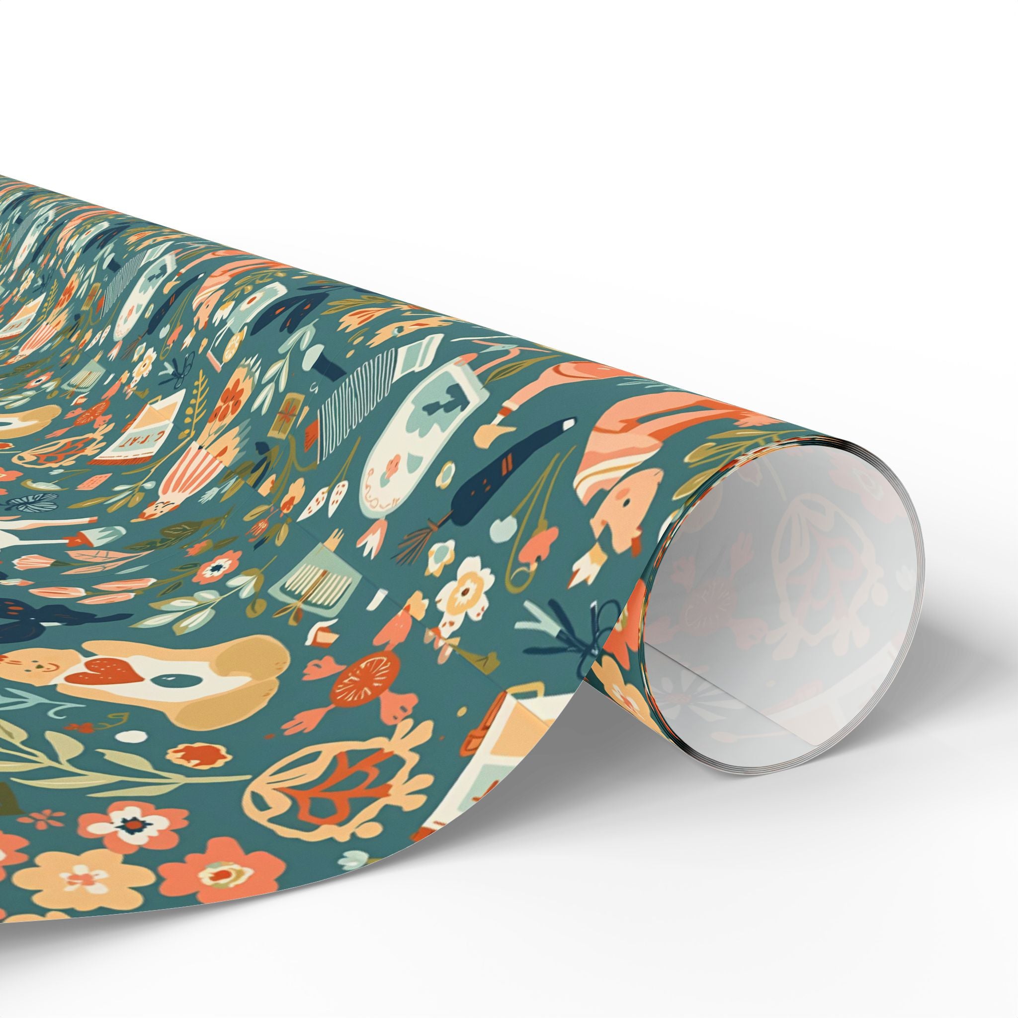 Floral Guitar Wrapping Paper — Retro Music Lover Gift Wrap