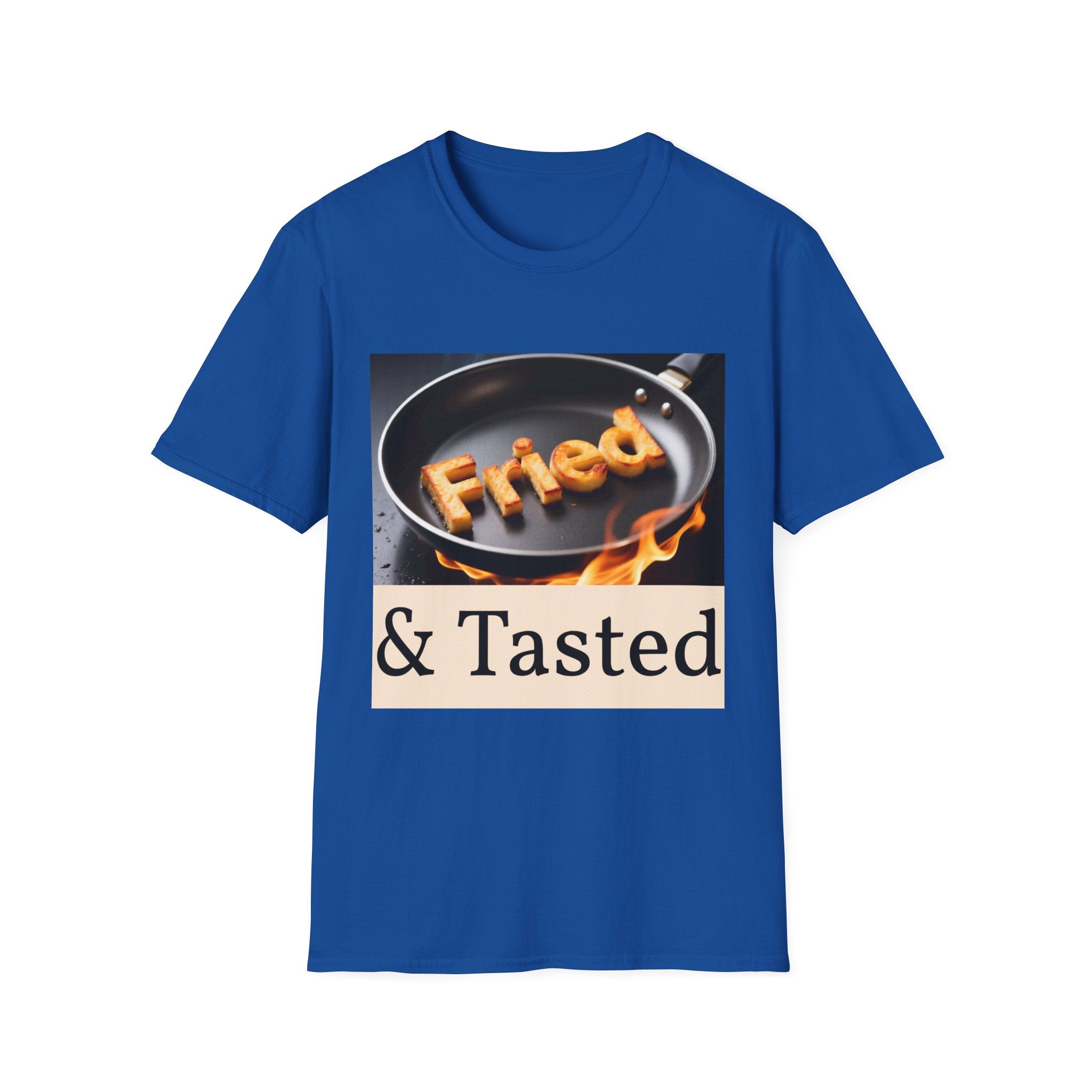 Fried & Tasted T-Shirt | Flaming Frying Pan Typography Design