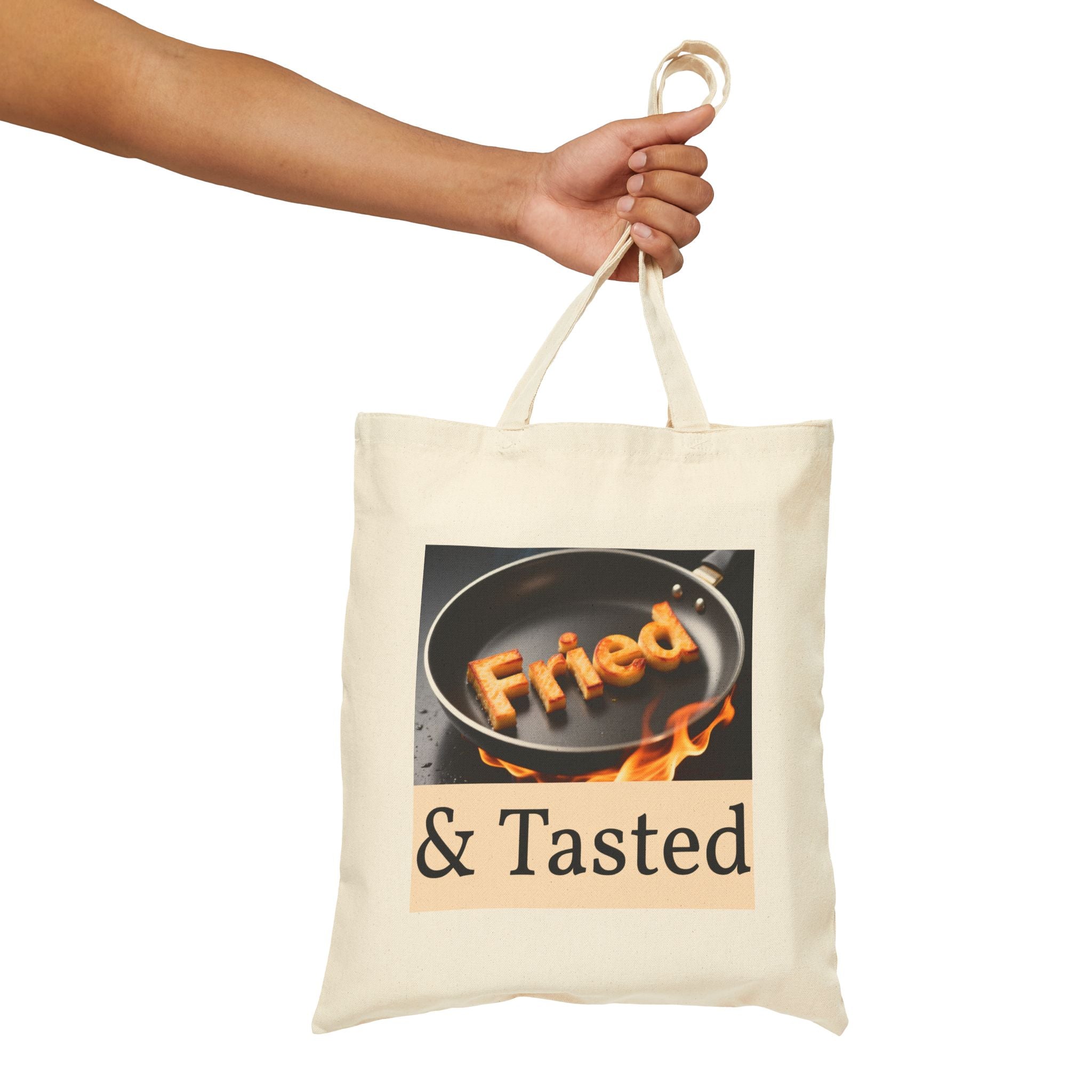Fried & Tasted Tote Bag | Cooking Pan Graphic, Food Humor