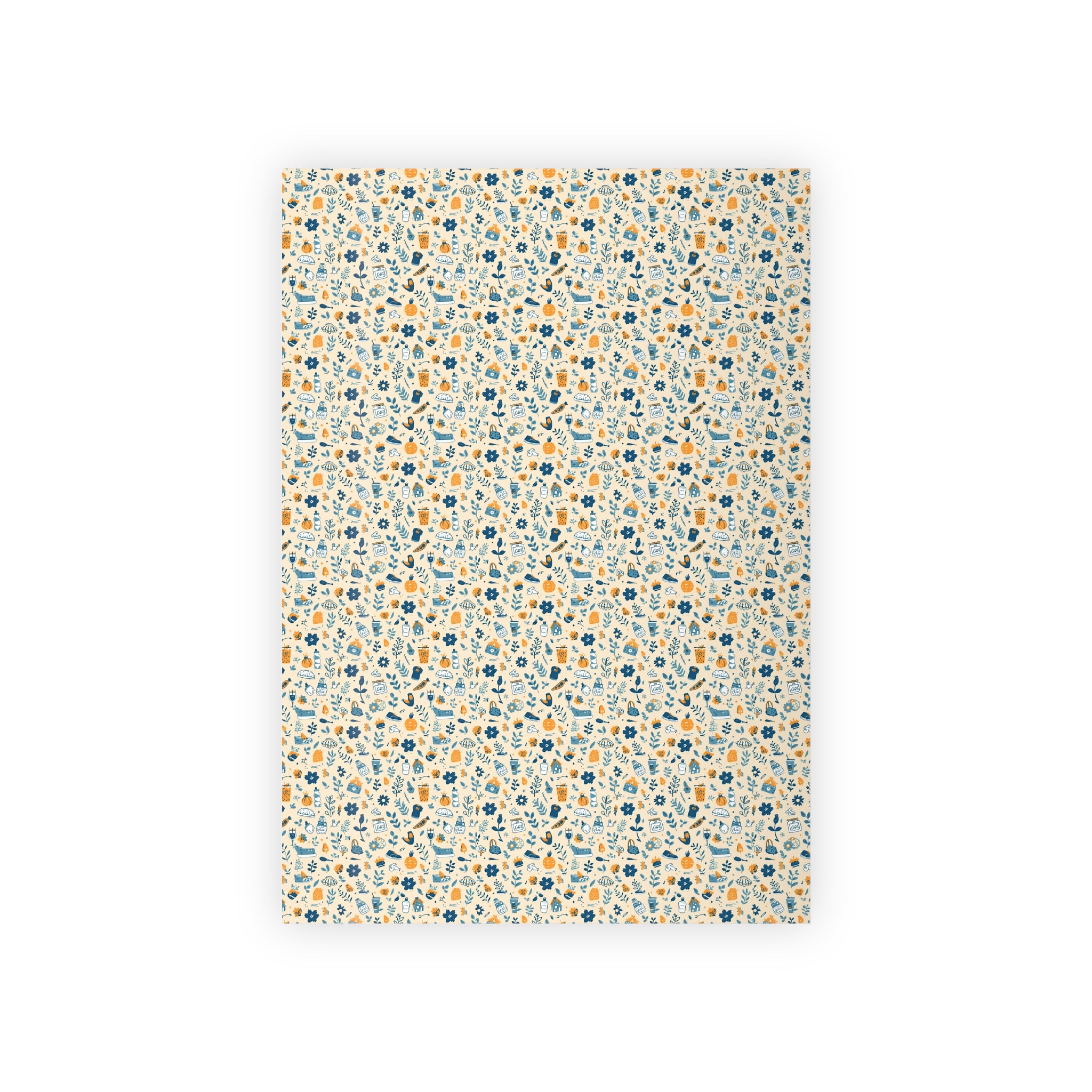 Floral Ditsy Gift Wrap Roll — Vintage Blue & Mustard Wrapping Paper