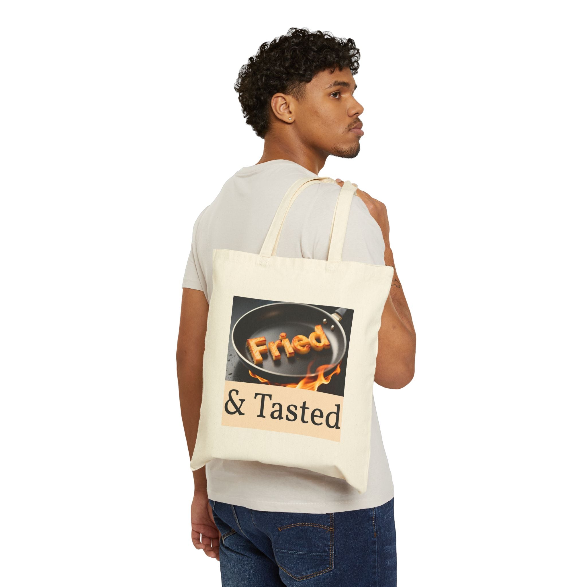 Fried & Tasted Tote Bag | Cooking Pan Graphic, Food Humor