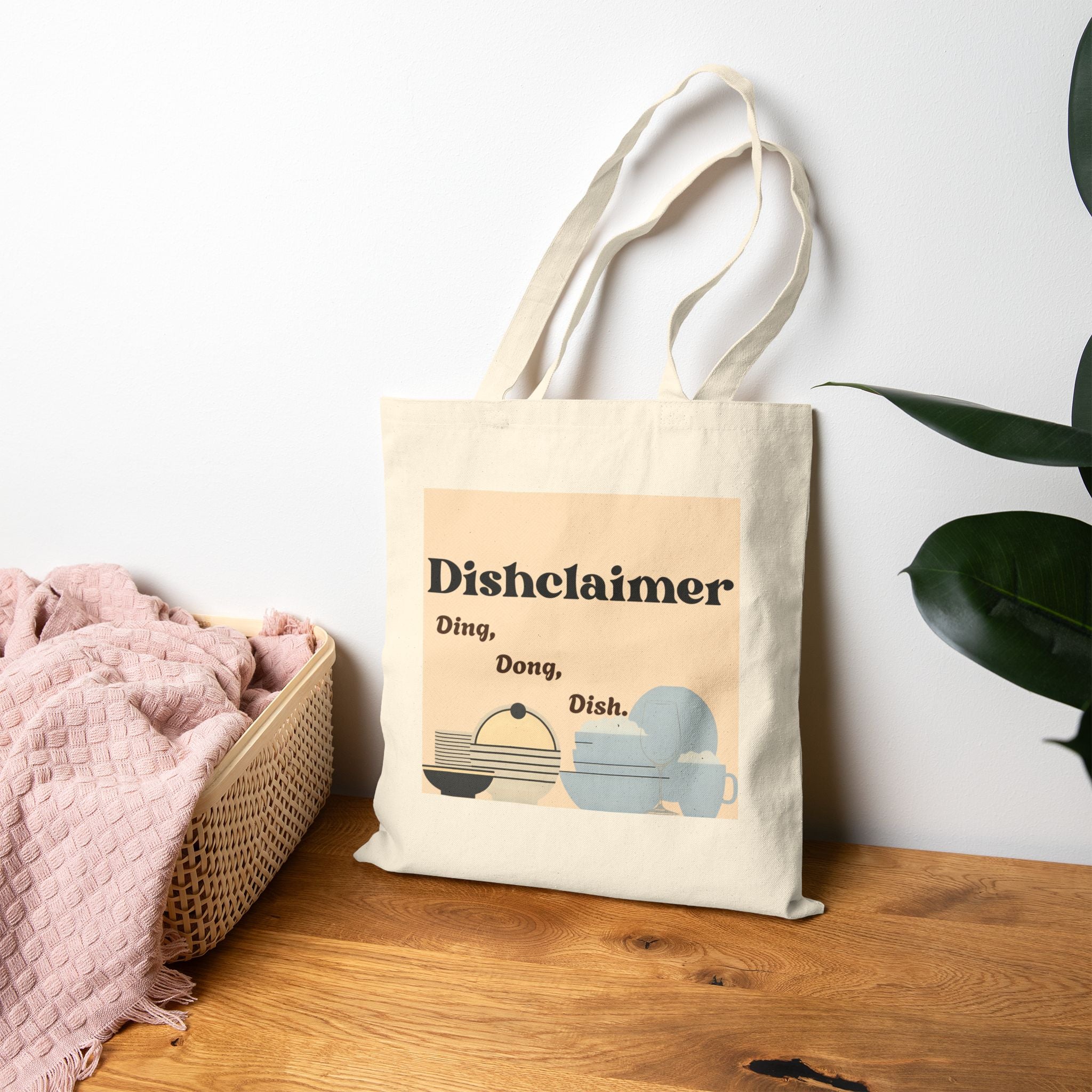 Disclaimer Ding Dong Dish tote bag | kitchen pun canvas tote