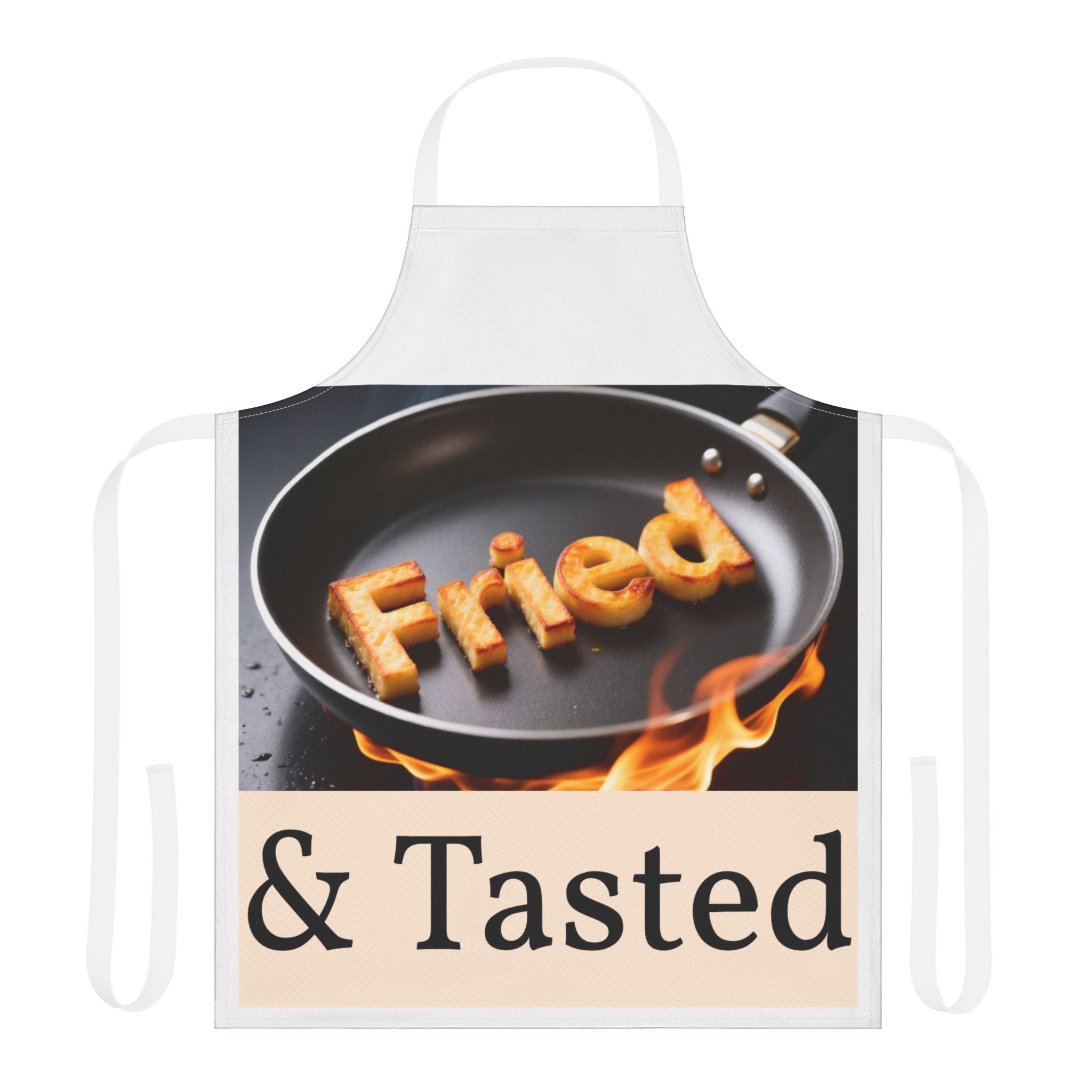 Fried & Tasted Apron | Cooking Pan Design, Flames Graphic