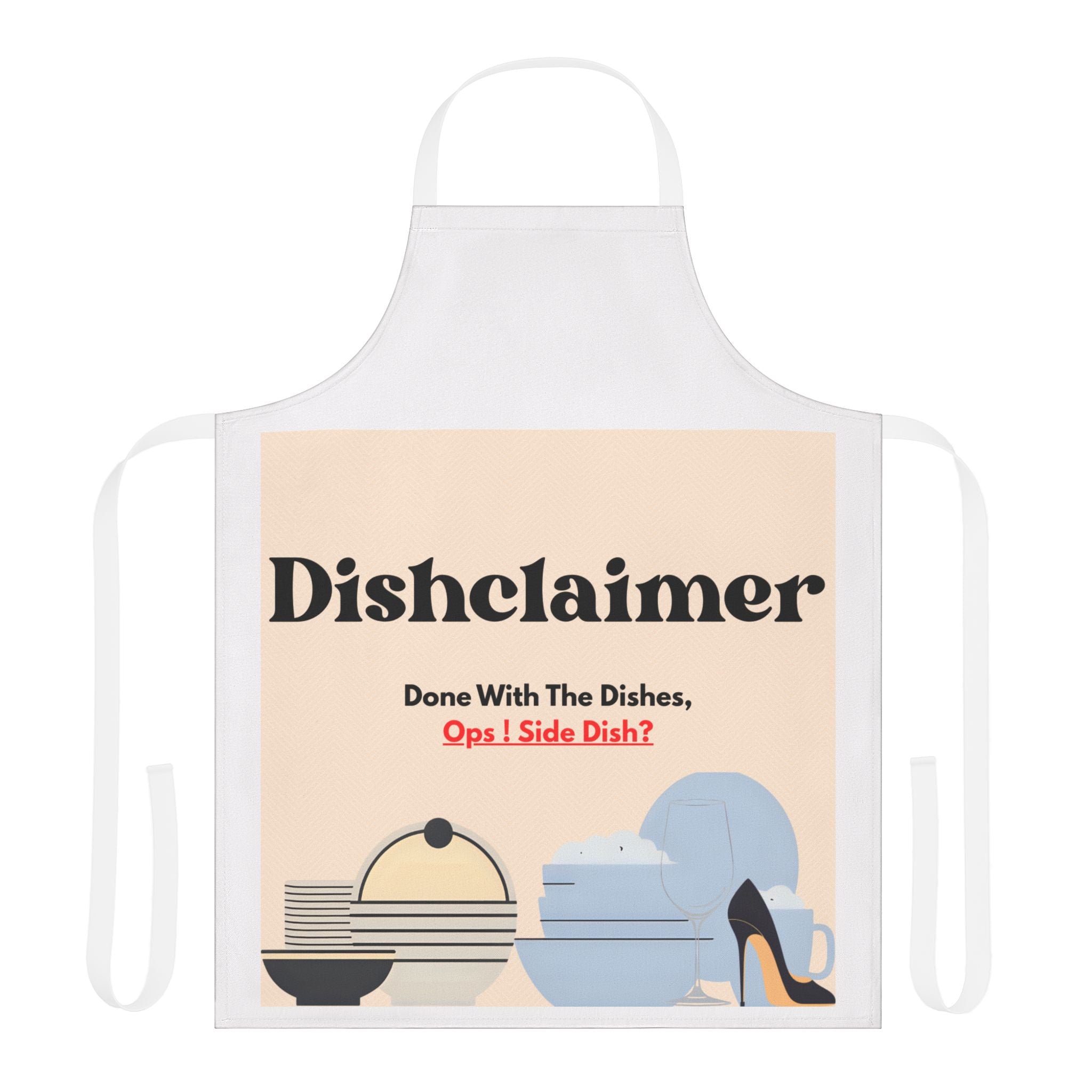 Dishclaimer apron | Funny kitchen dishes design, high heels and plates