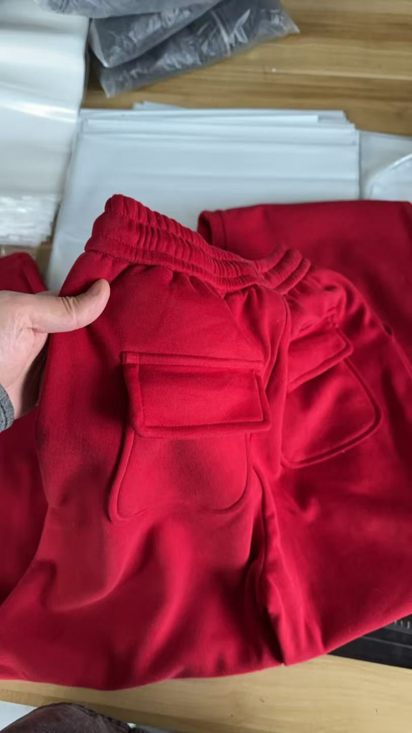 Women's Red Hooded Eco-Friendly Fleece-Lined Sweater Set With Faux Fur Collar