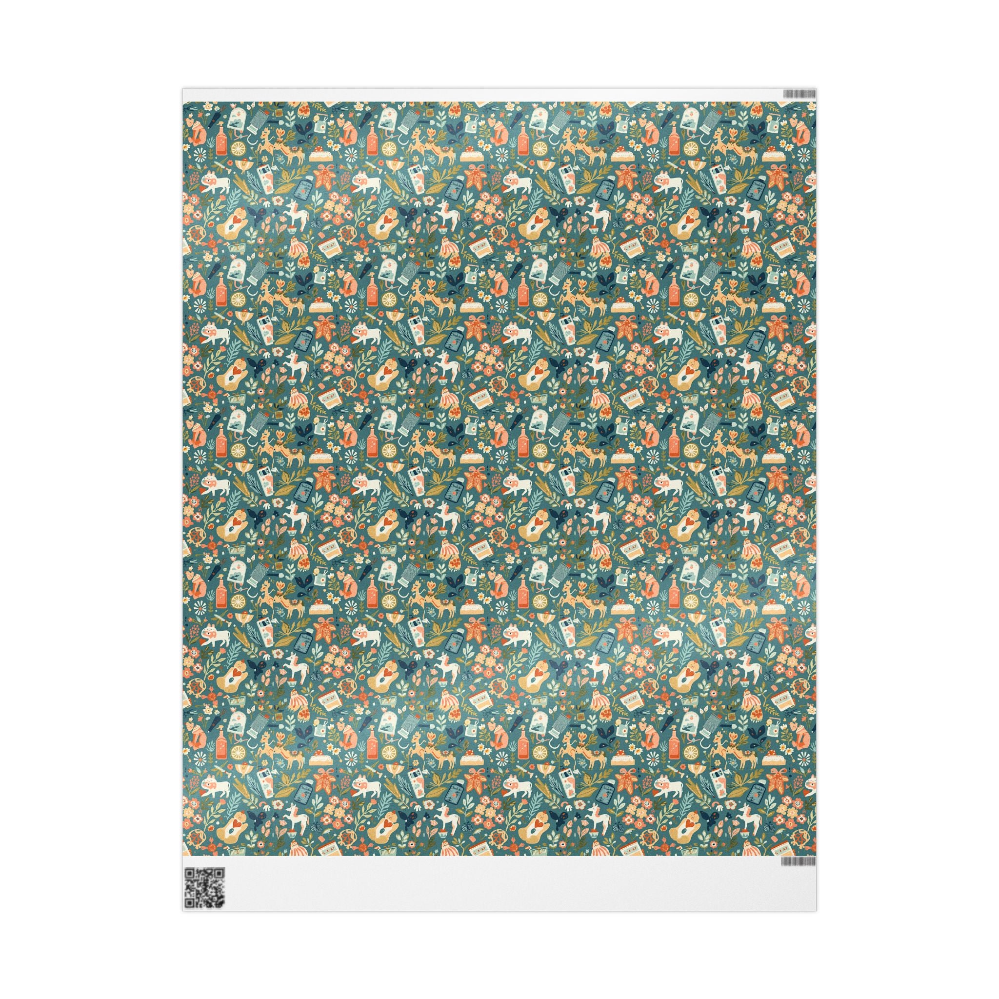 Floral Guitar Wrapping Paper — Retro Music Lover Gift Wrap