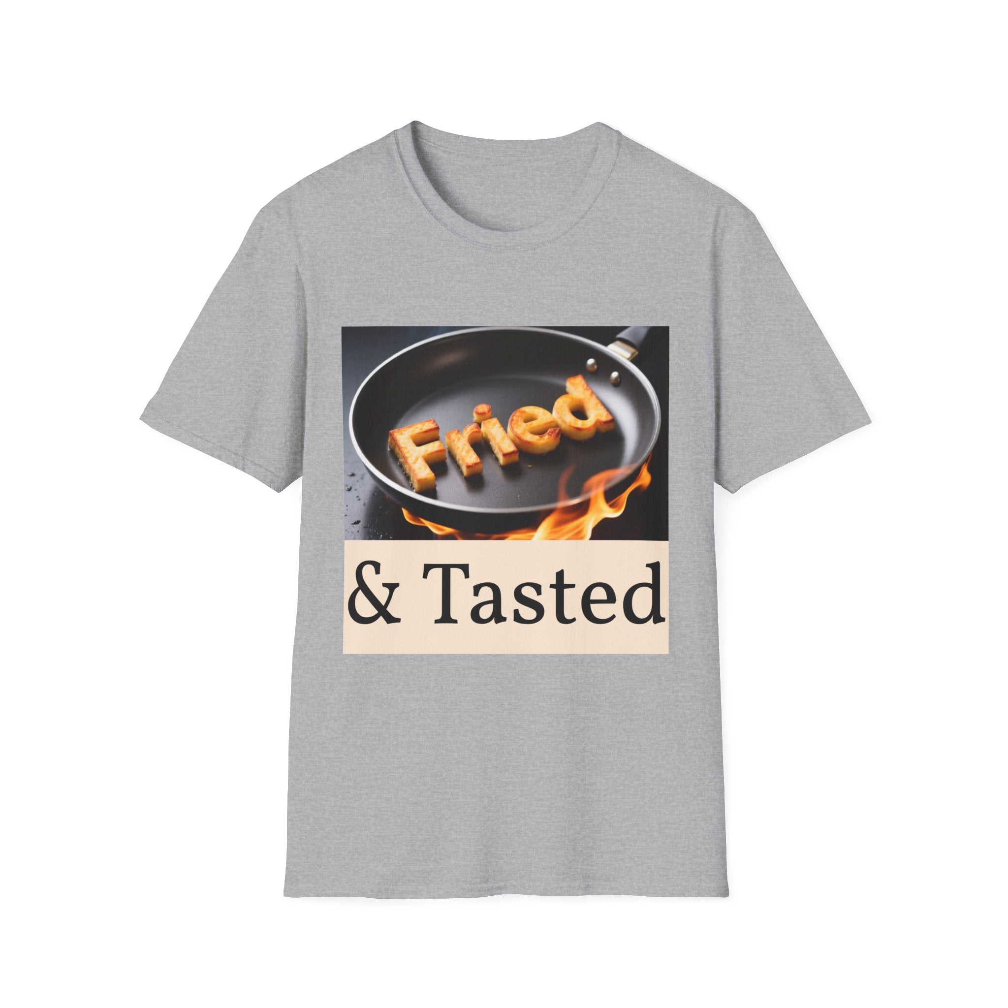 Fried & Tasted T-Shirt | Flaming Frying Pan Typography Design