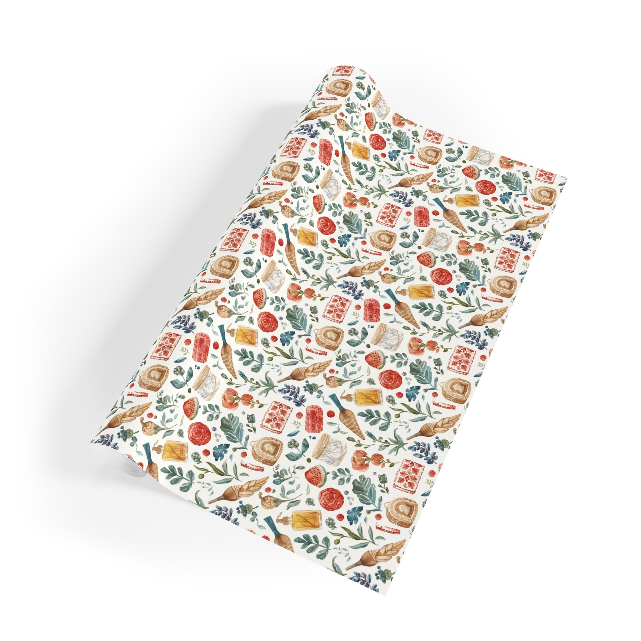 Floral Autumn Gift Wrap Roll — Harvest Leaves & Berries Wrapping Paper