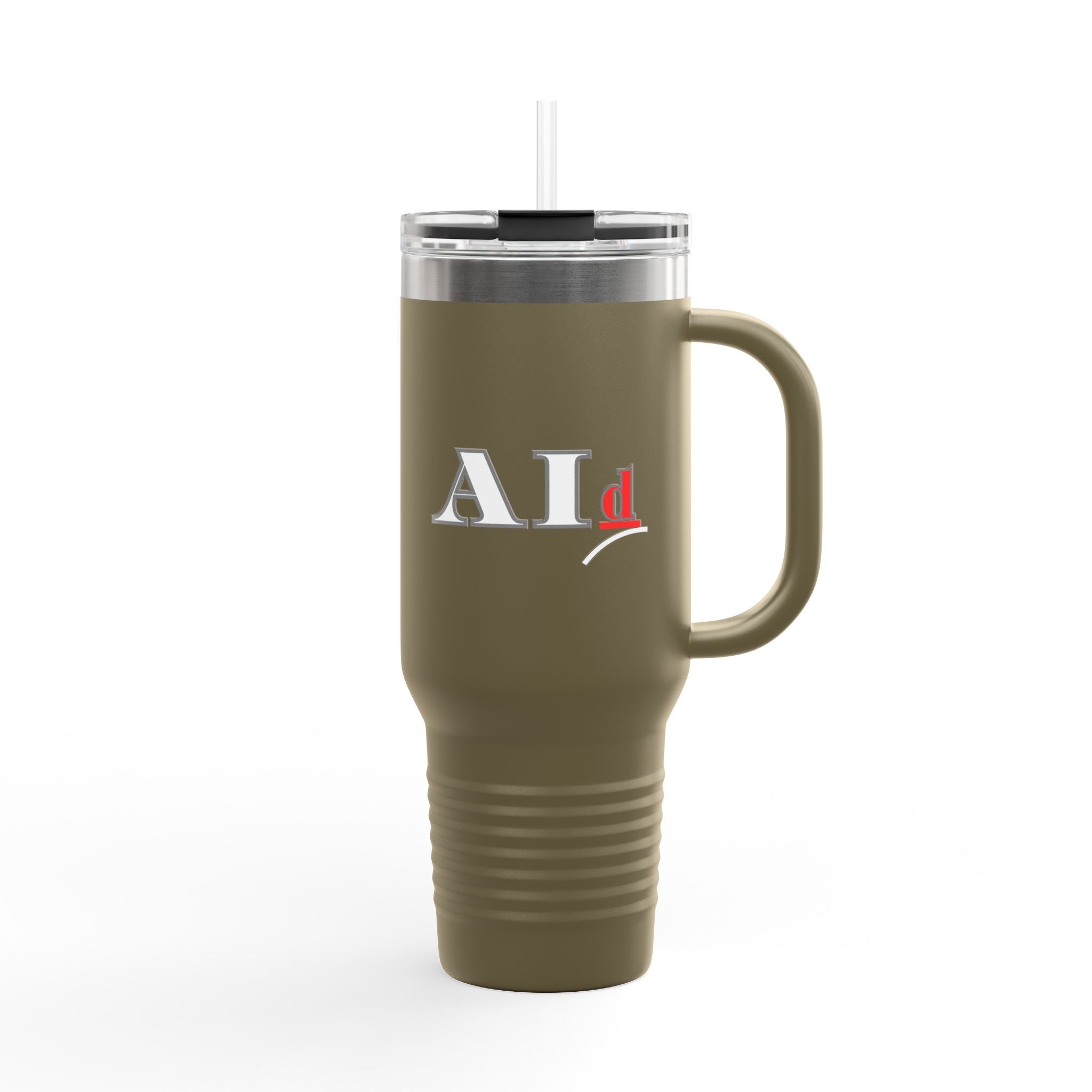 AI-Themed 40oz Insulated Travel Mug with Handle & Straw