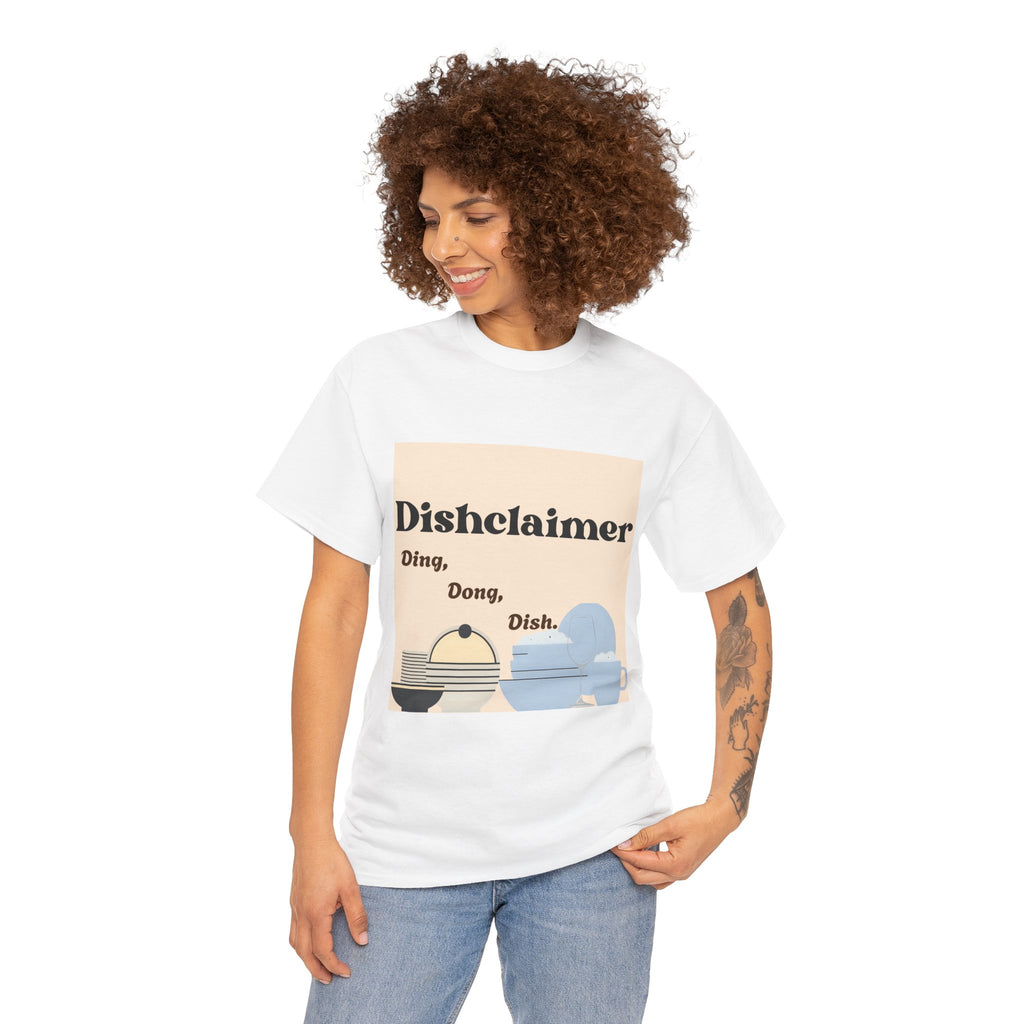 Dischlaimer Ding Dong Dish T-Shirt | Cute Kitchen Cartoon Plate Character
