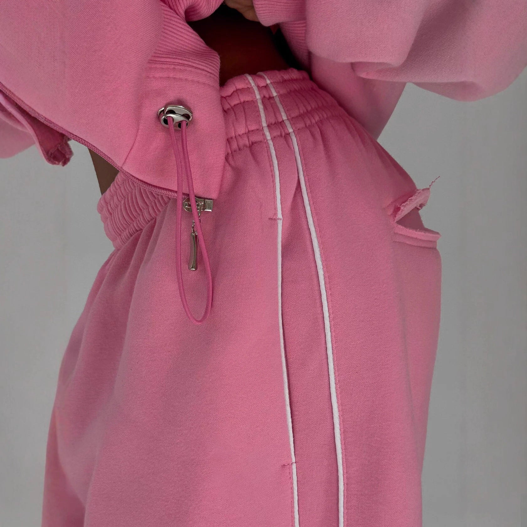 Athleisure Zip-up Long-sleeve Hoodie And Loose-fitting Sweatpants Set