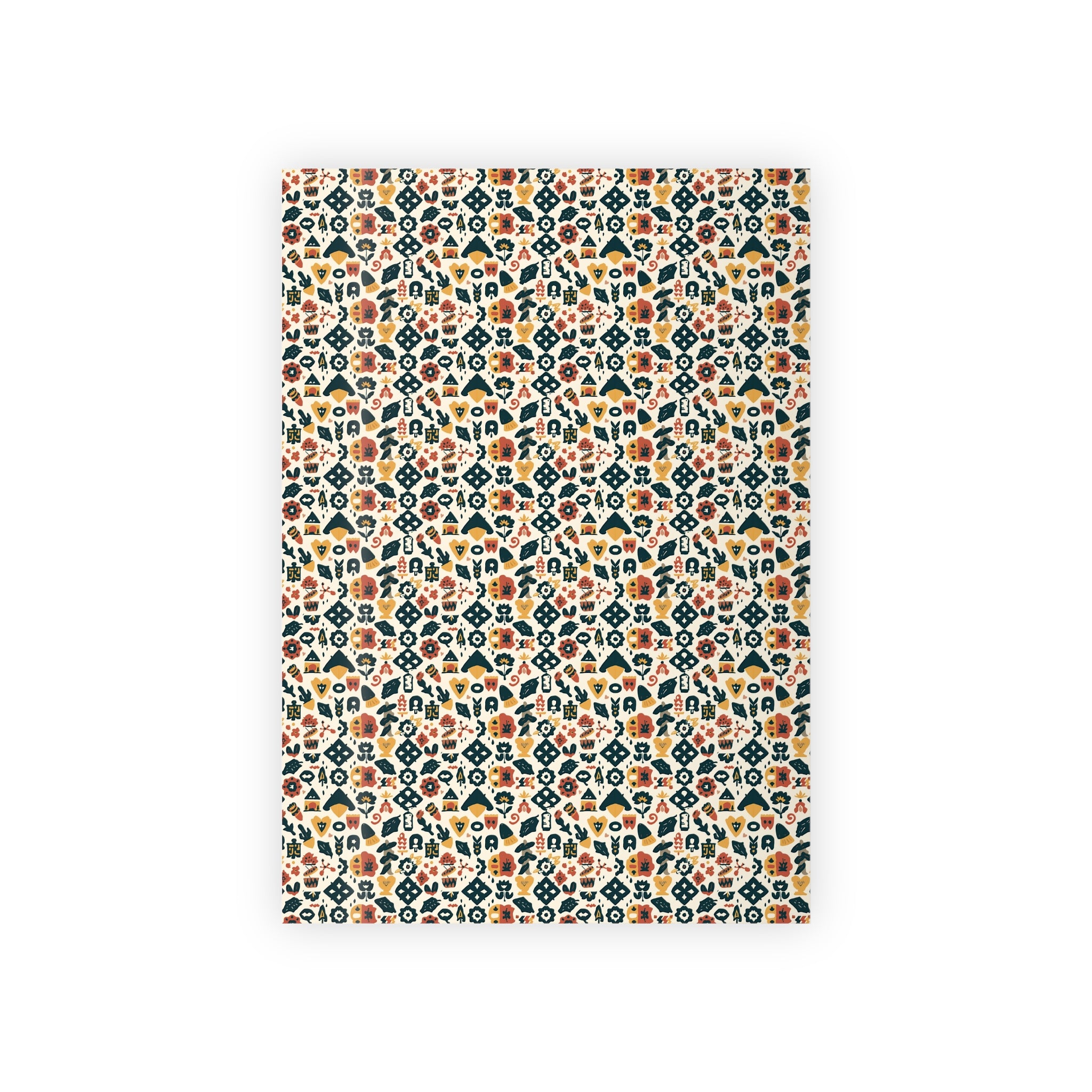 Floral Geometric Gift Wrap Roll — Boho Flower Pattern Wrapping Paper