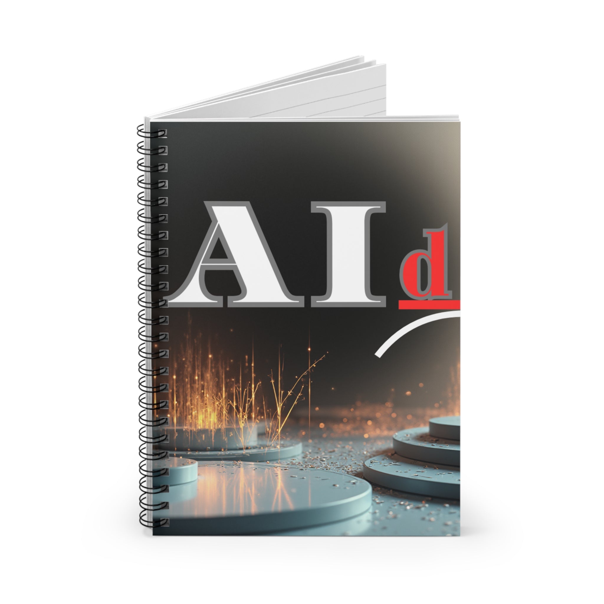 AI-Themed Futuristic Tech Spiral Notebook — Ruled Journal