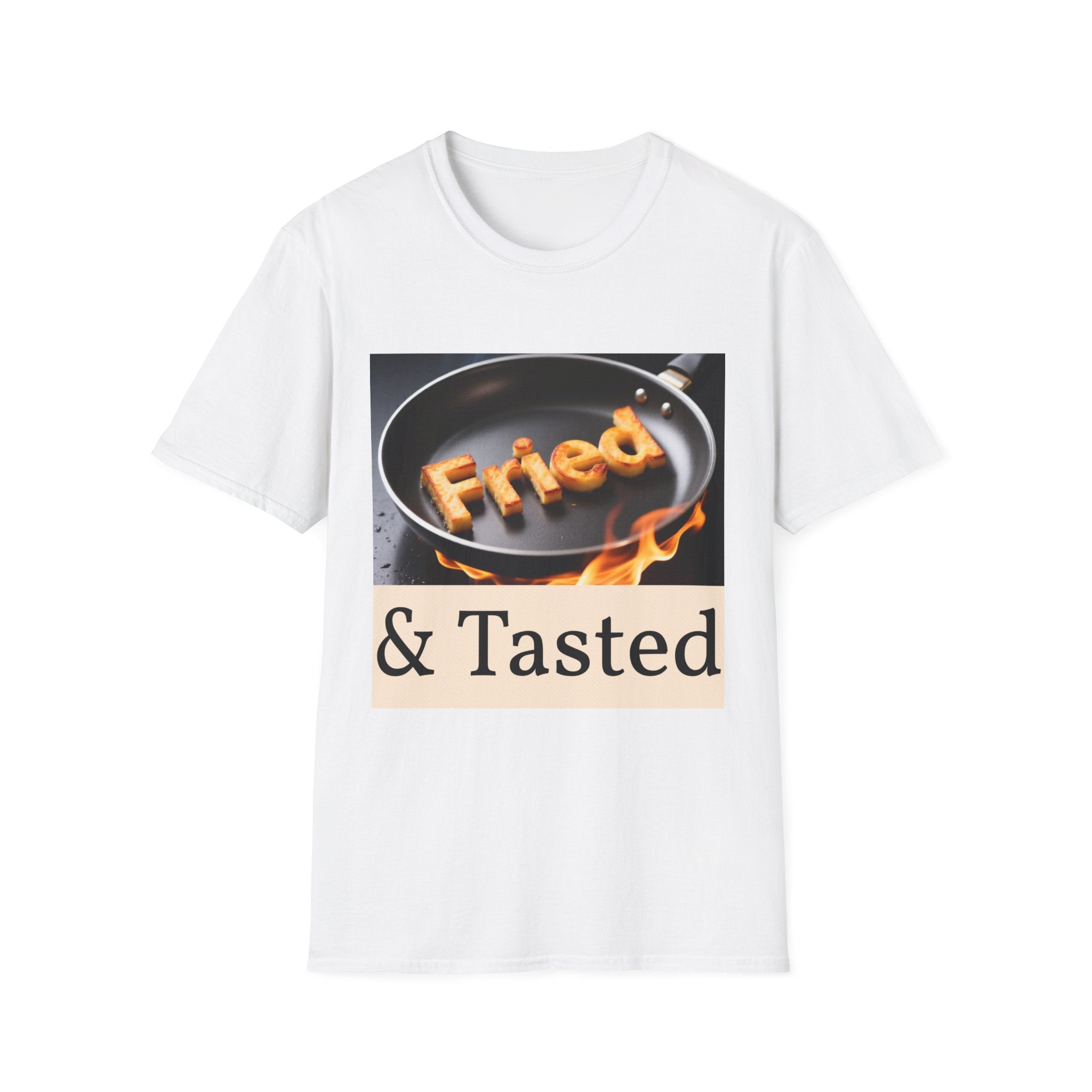 Fried & Tasted T-Shirt | Flaming Frying Pan Typography Design