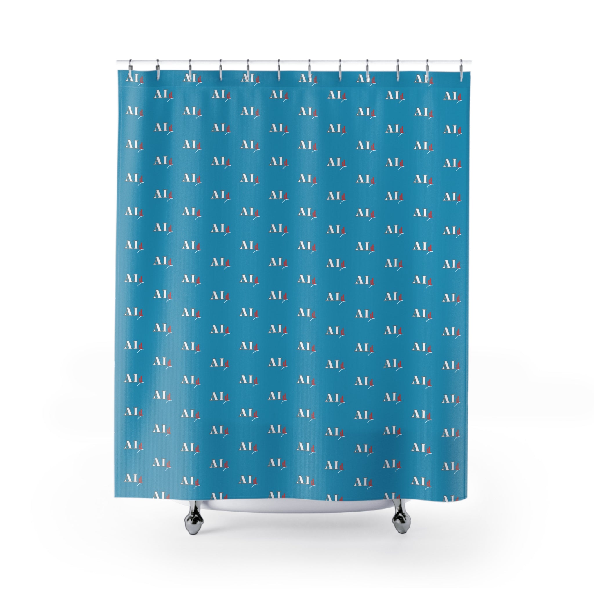 AI-Themed Shower Curtain — Retro Tech Pattern for AI Enthusiasts